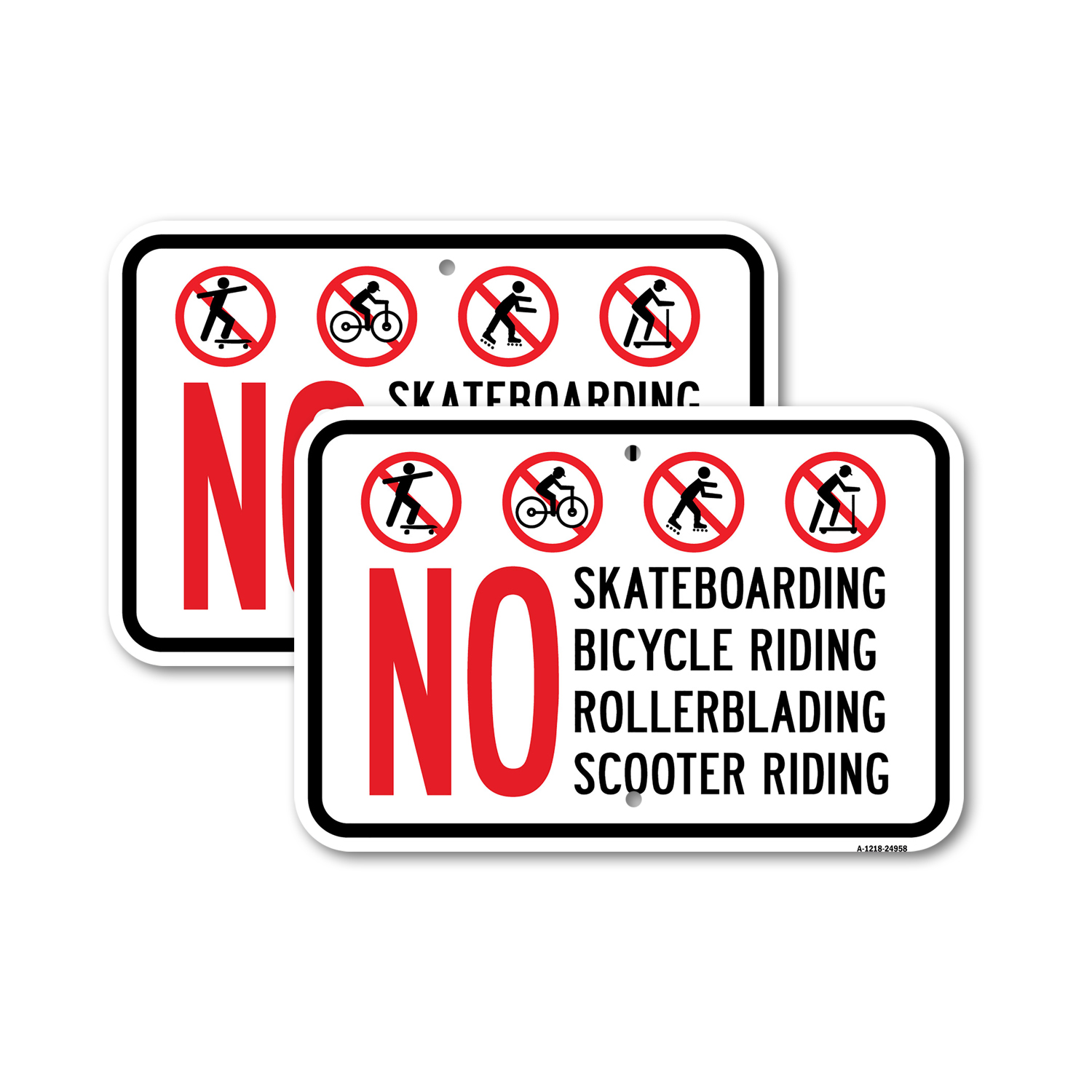 No Skateboarding No Bicycle Riding No Rollerbla Heavy Gauge Metal Parking Sign - Picture 5 of 10