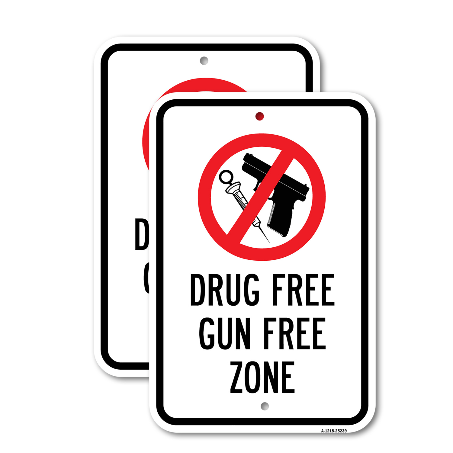 Drug Free Gun Free Zone Heavy Gauge Aluminum Parking Sign Rust Proof - Picture 5 of 10