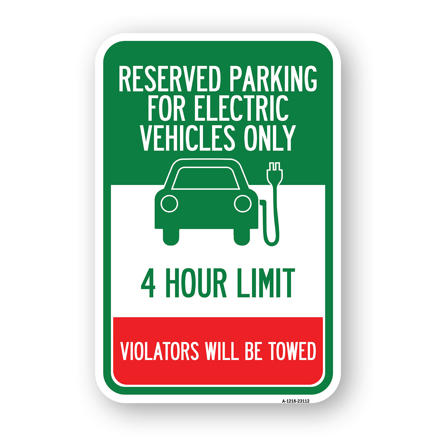 Reserved Parking for Electric Vehicles Only - 4 Heavy Gauge Metal Parking Sign - Picture 5 of 10