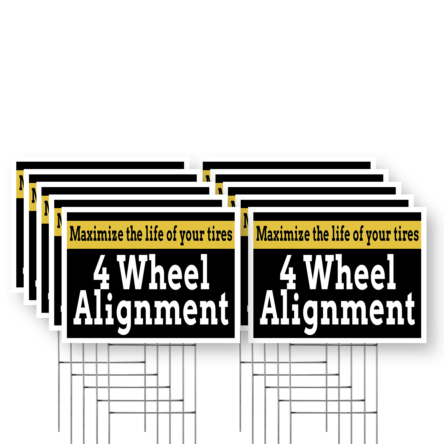 4 Wheel Alignment Yard Sign Auto Maintenance, Tire Balancing, Steering Precision