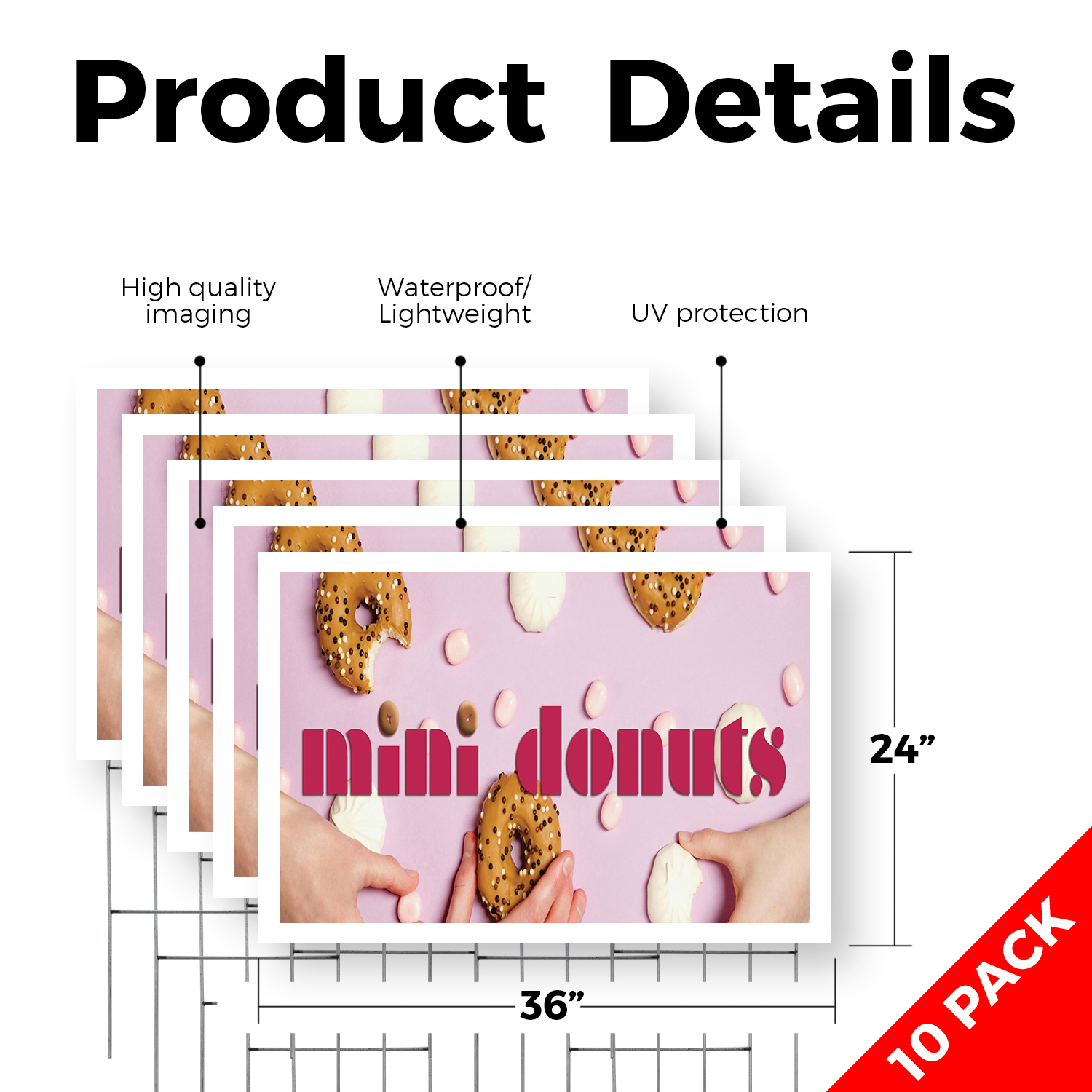 Mini Donuts Yard Sign Freshly Made Treats, Carnival Favorites, Food Stalls - Picture 14 of 36