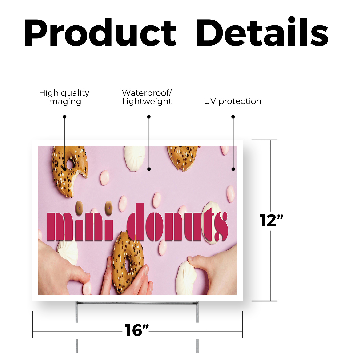 Mini Donuts Yard Sign Freshly Made Treats, Carnival Favorites, Food Stalls - Picture 17 of 36