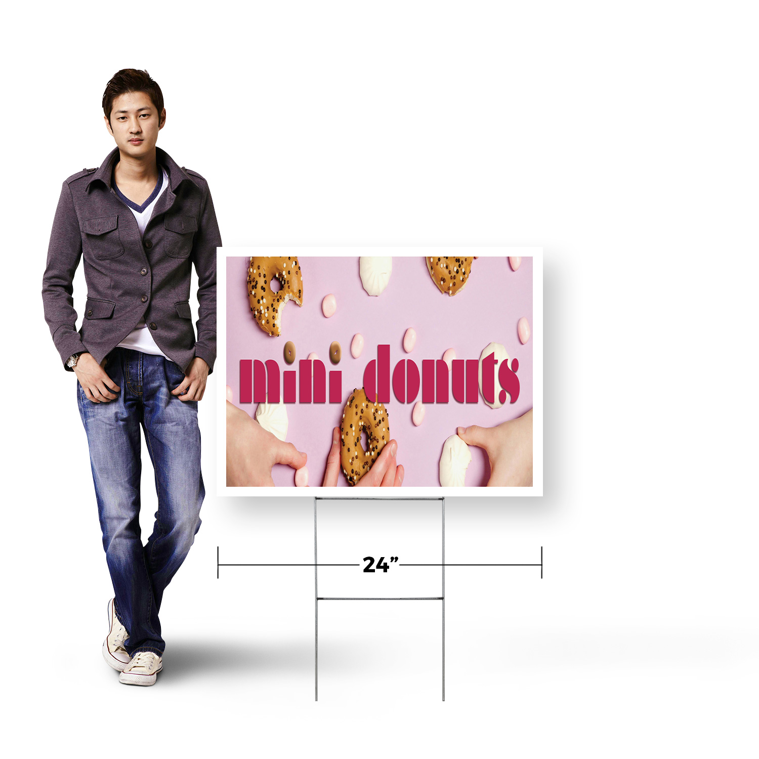Mini Donuts Yard Sign Freshly Made Treats, Carnival Favorites, Food Stalls - Picture 12 of 36