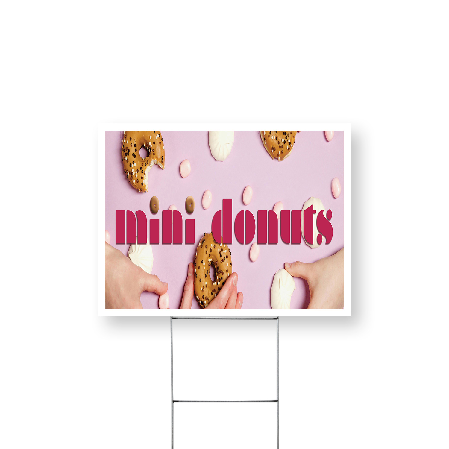Mini Donuts Yard Sign Freshly Made Treats, Carnival Favorites, Food Stalls - Picture 16 of 36