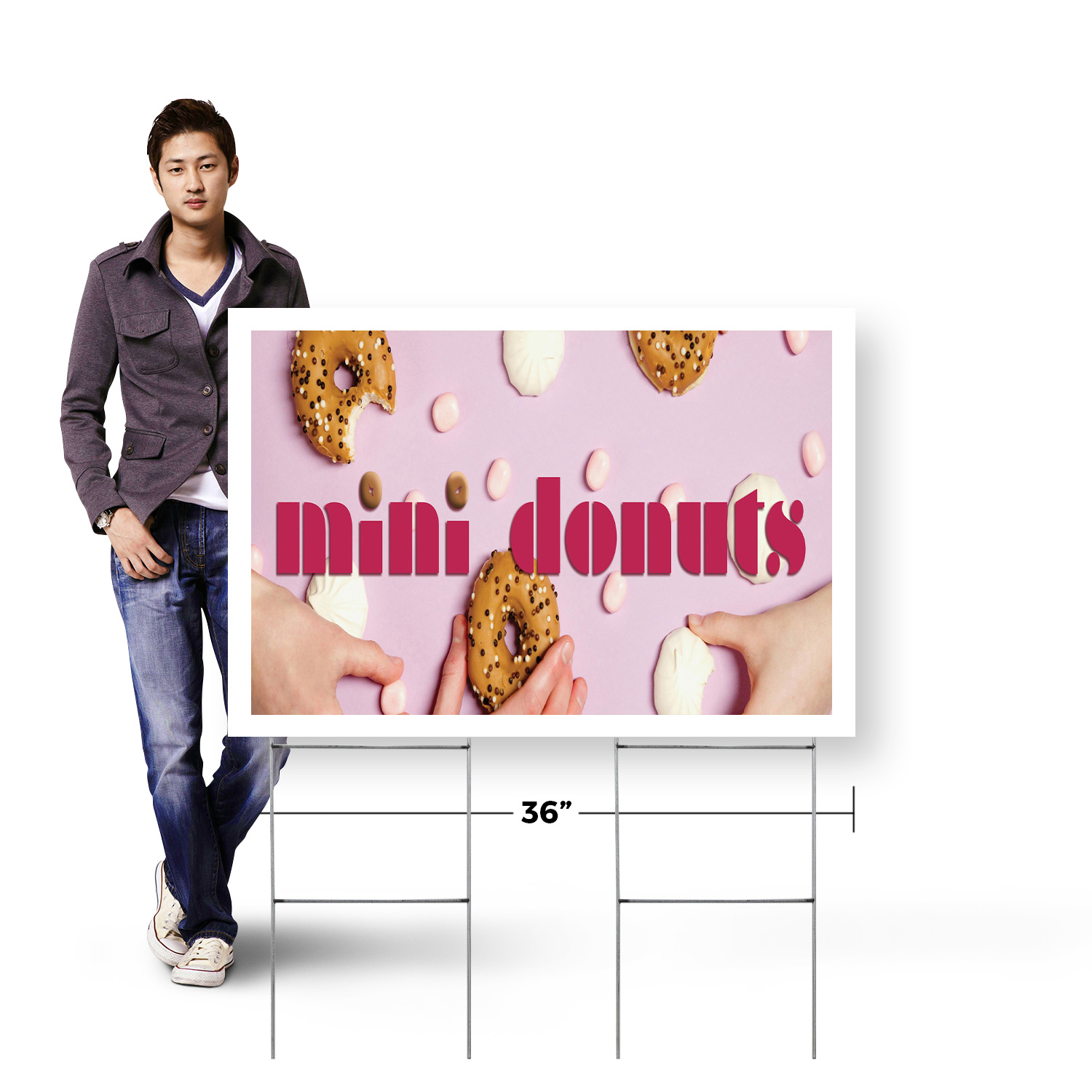 Mini Donuts Yard Sign Freshly Made Treats, Carnival Favorites, Food Stalls - Picture 15 of 36