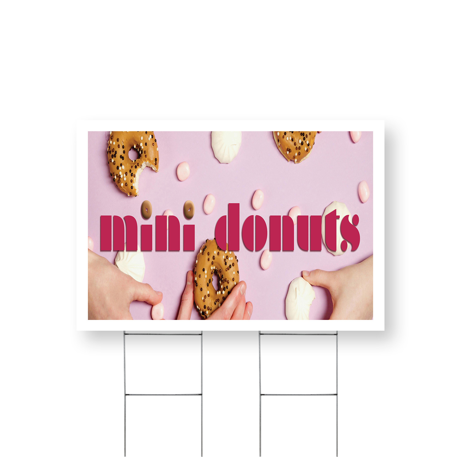 Mini Donuts Yard Sign Freshly Made Treats, Carnival Favorites, Food Stalls - Picture 29 of 36