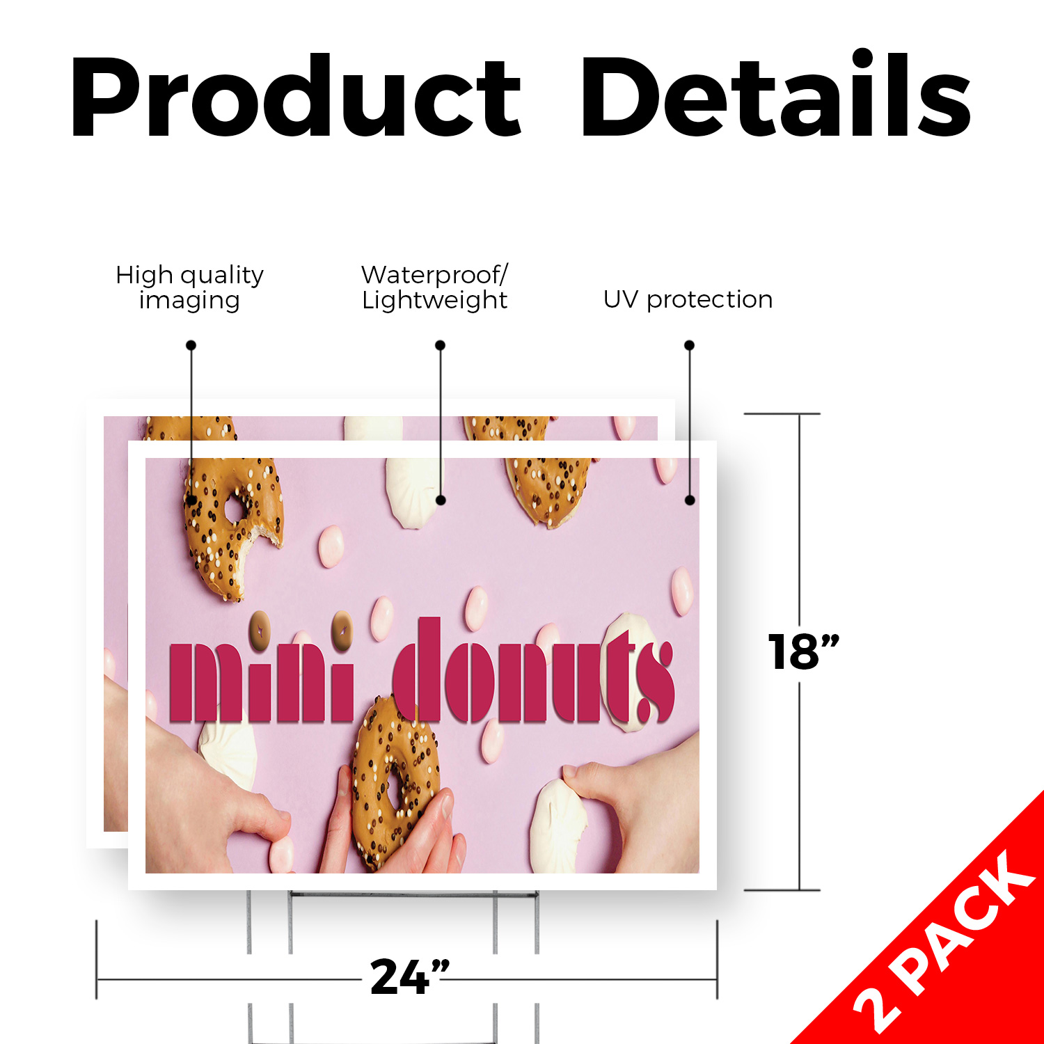 Mini Donuts Yard Sign Freshly Made Treats, Carnival Favorites, Food Stalls - Picture 24 of 36