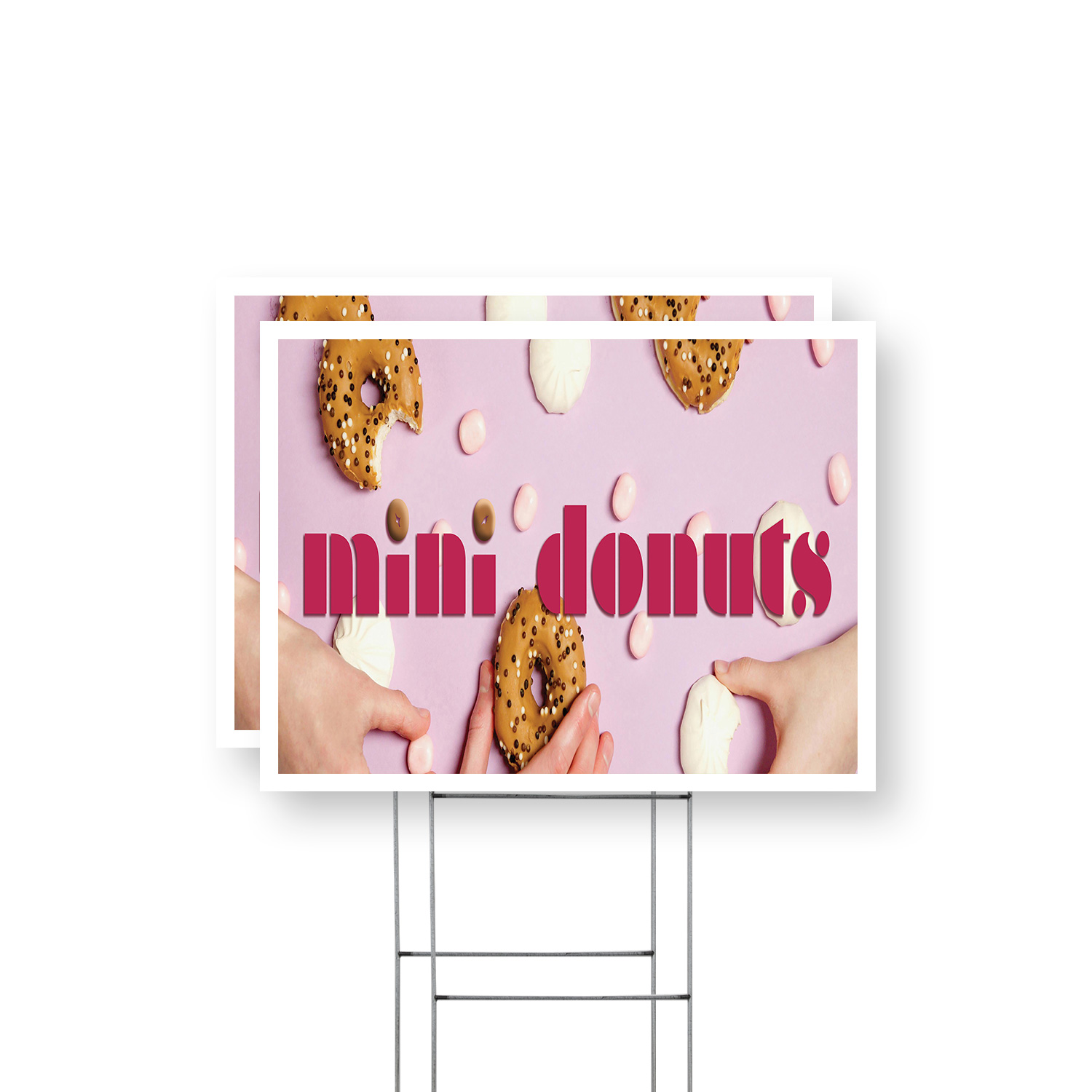 Mini Donuts Yard Sign Freshly Made Treats, Carnival Favorites, Food Stalls - Picture 21 of 36
