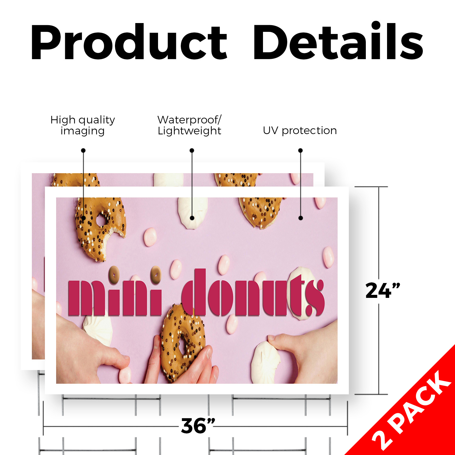 Mini Donuts Yard Sign Freshly Made Treats, Carnival Favorites, Food Stalls - Picture 27 of 36