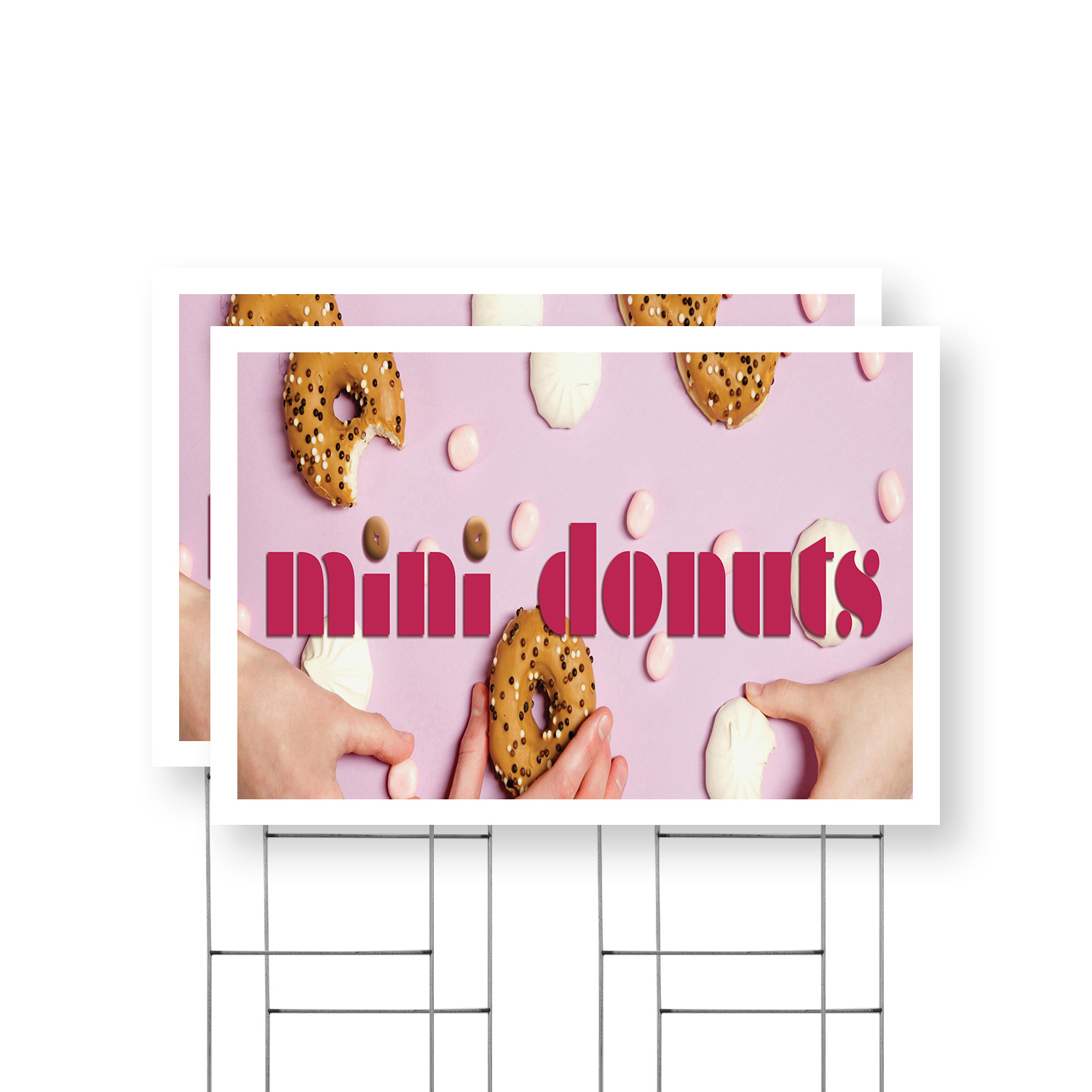 Mini Donuts Yard Sign Freshly Made Treats, Carnival Favorites, Food Stalls - Picture 26 of 36