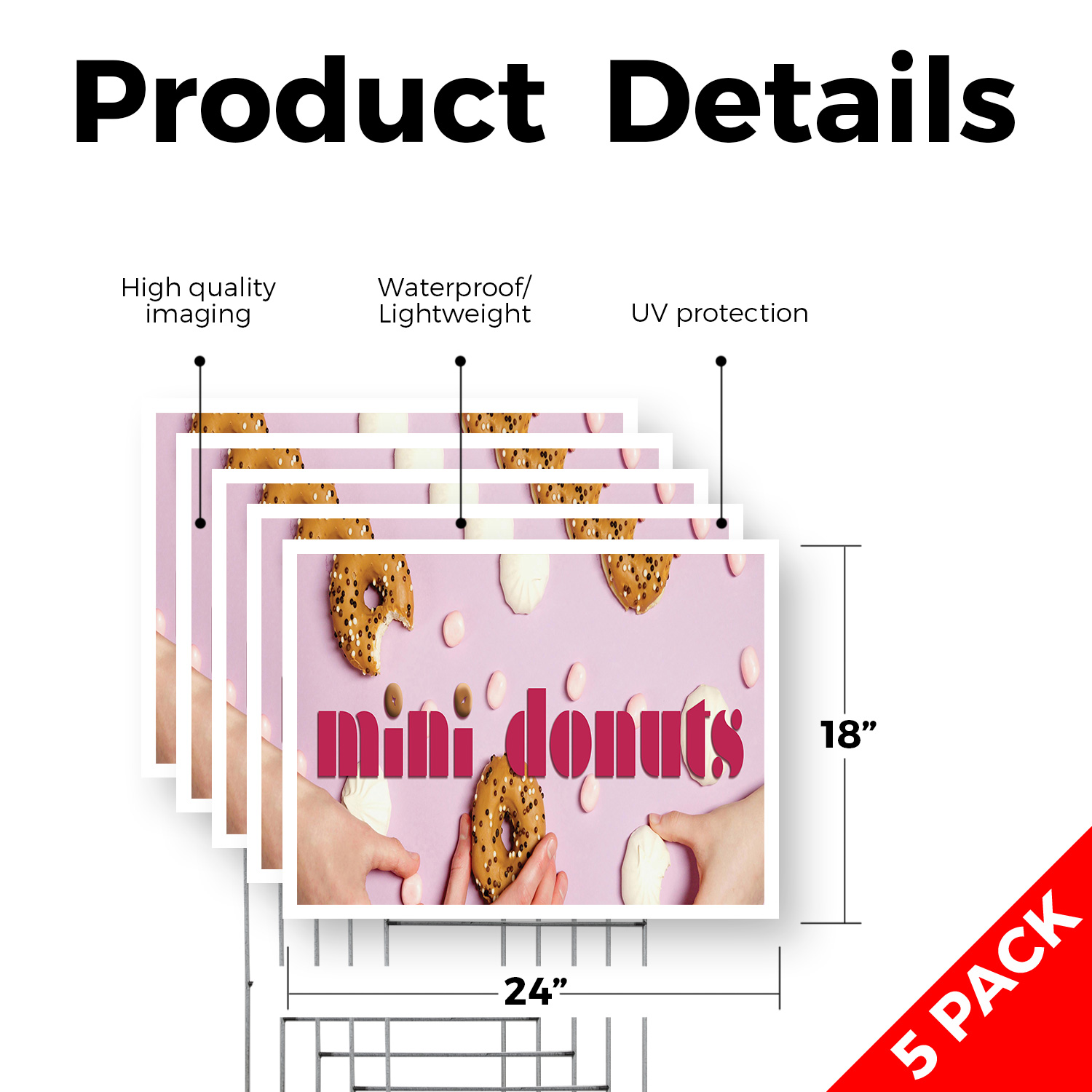 Mini Donuts Yard Sign Freshly Made Treats, Carnival Favorites, Food Stalls - Picture 32 of 36