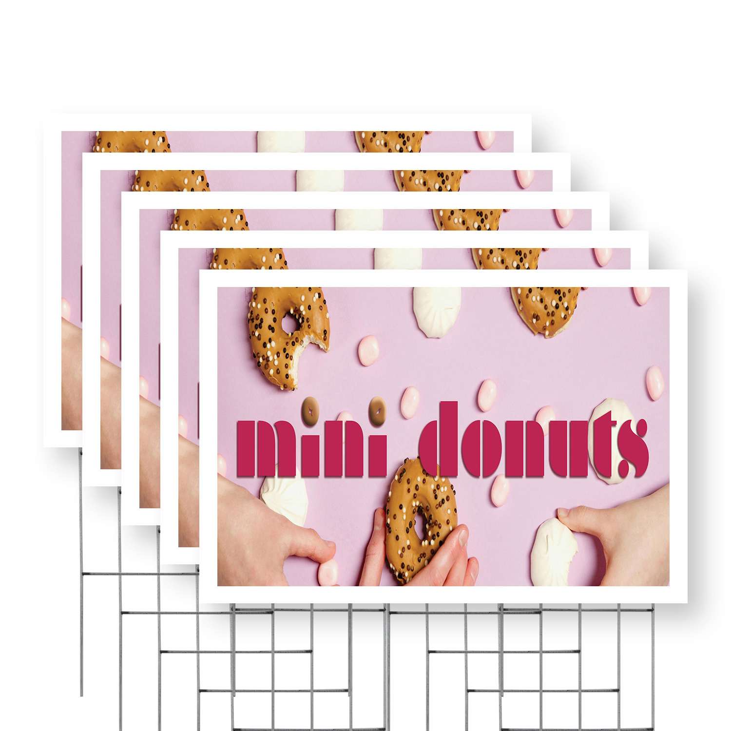 Mini Donuts Yard Sign Freshly Made Treats, Carnival Favorites, Food Stalls - Picture 34 of 36