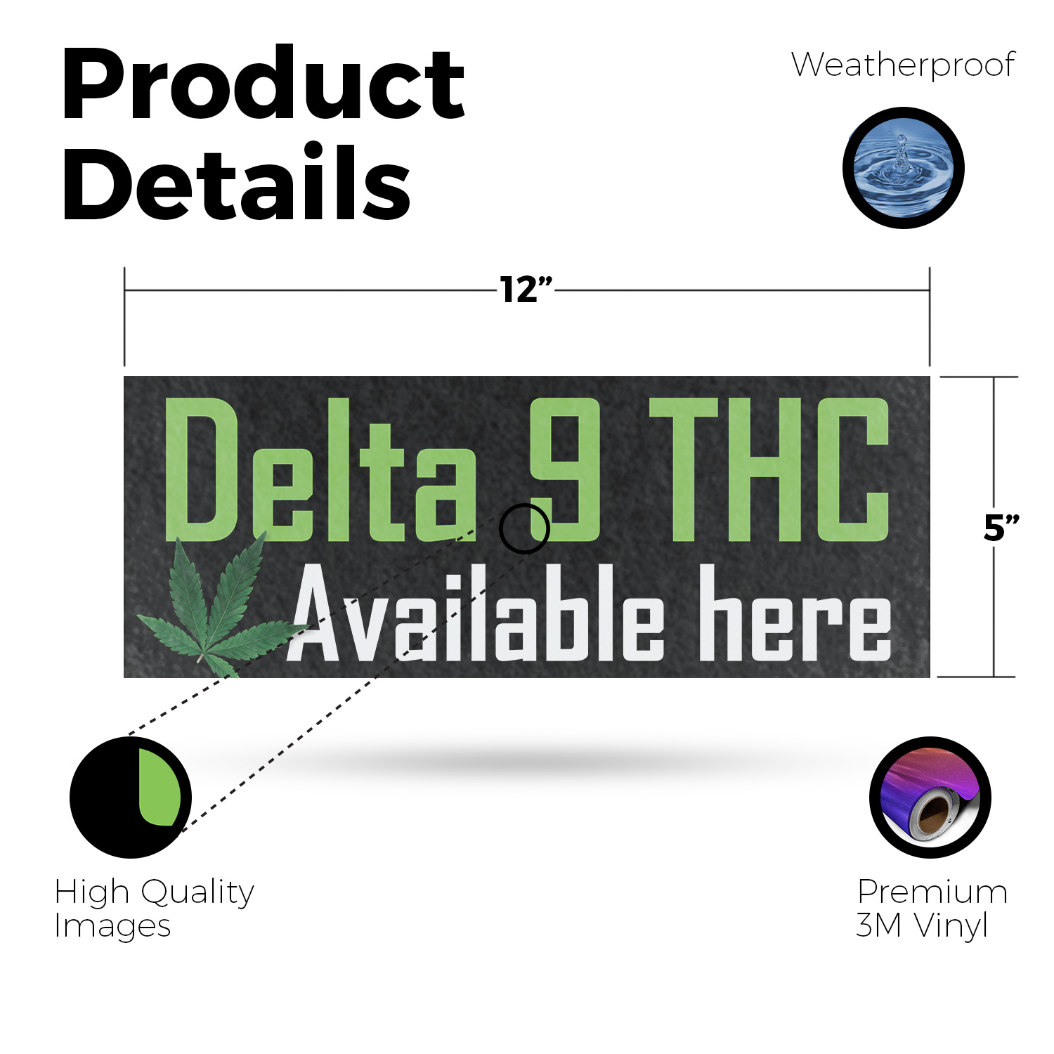 Delta 9 THC Available Here Vinyl Decal Alternative Wellness Herbal Products