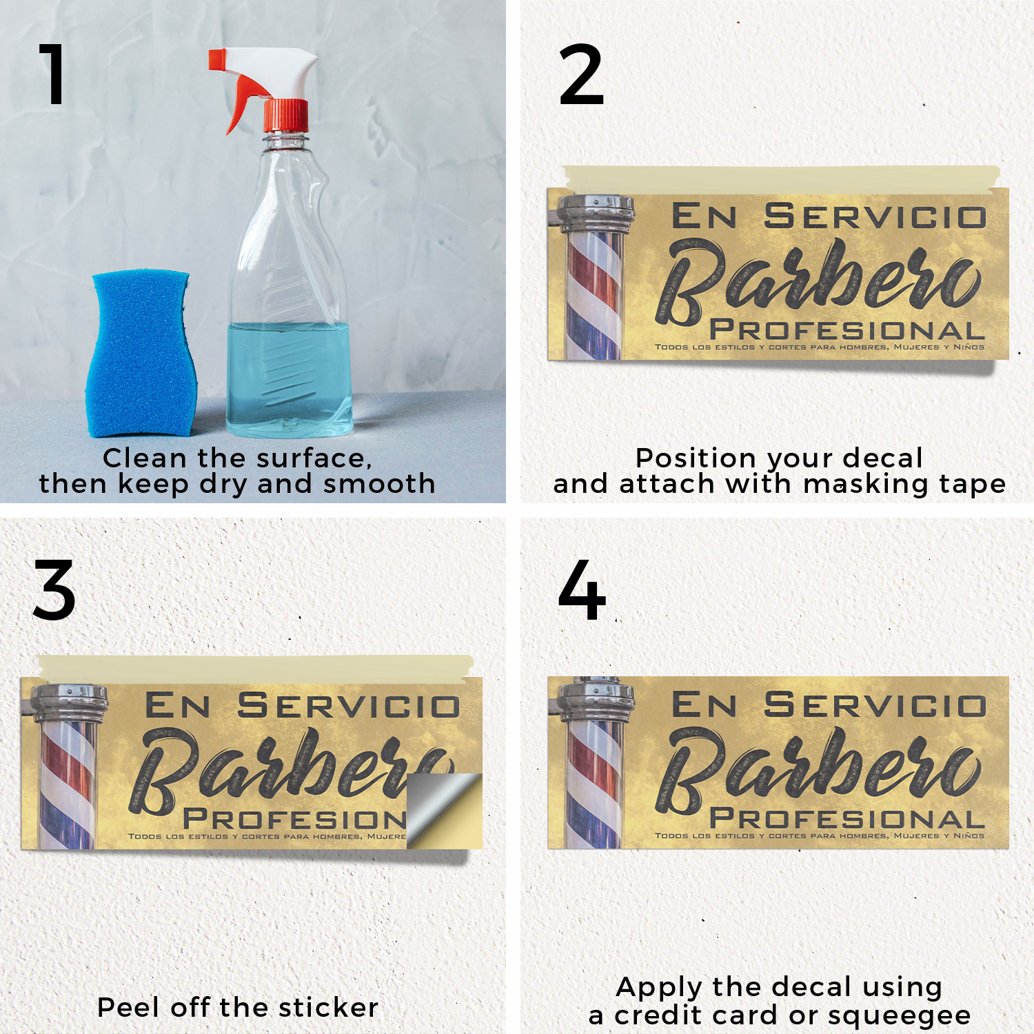 En Servicio Barbero Calcomanía Vinilo Profesional Barbero Español Barbero Letrero Acicalamiento - Imagen 11 de 99