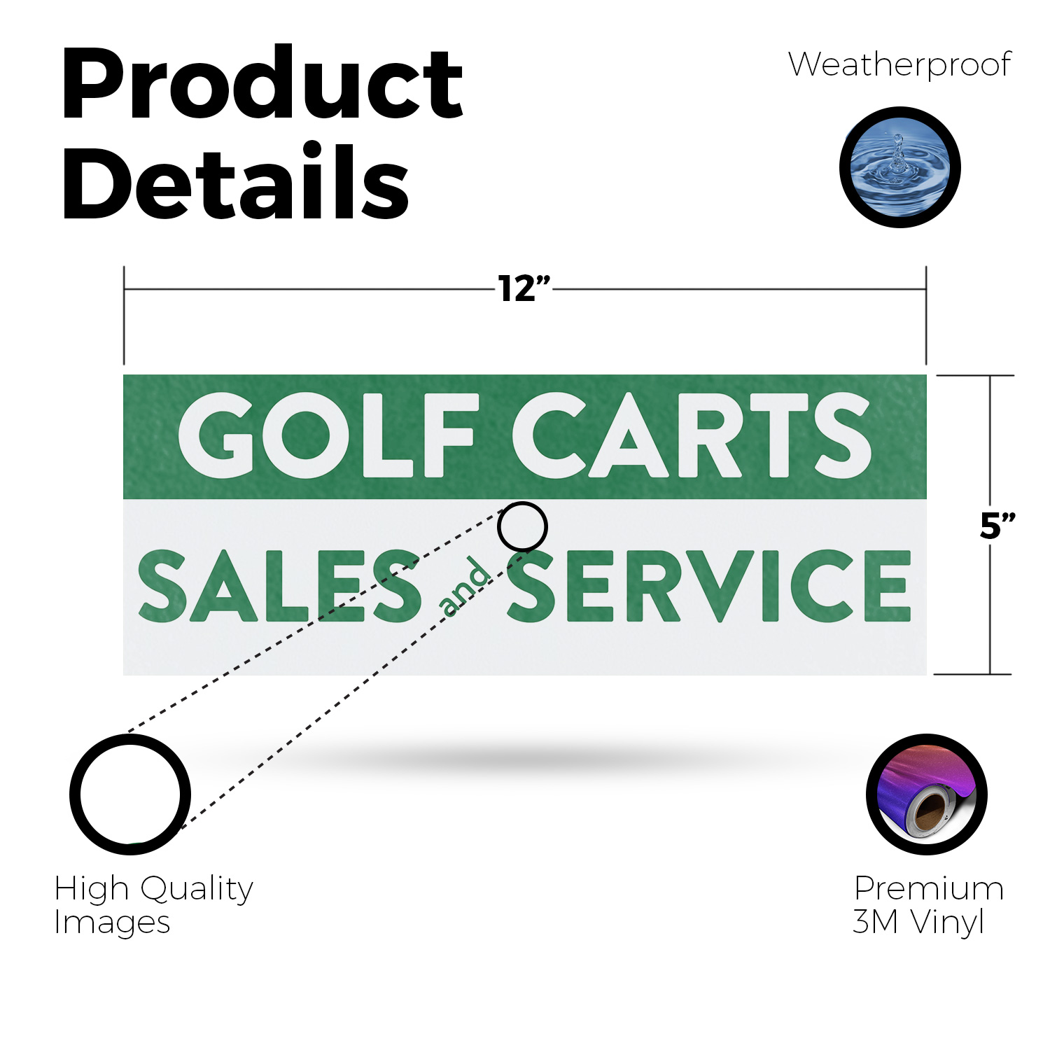 Golf Carts Sales and Service Vinyl Decal Quality Products Reliable Repairs