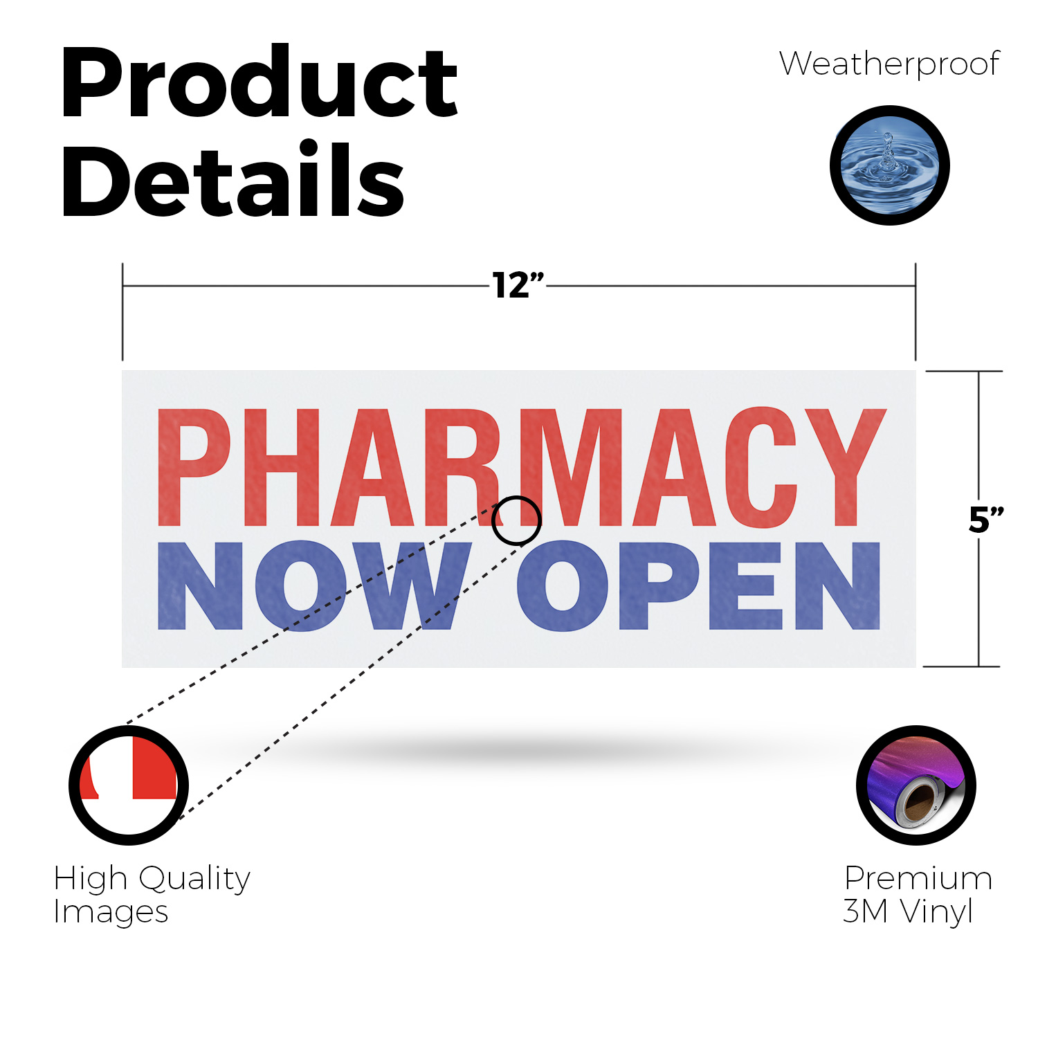 Pharmacy Now Open Vinyl Decal Grand Opening Medication Services Reliable Care