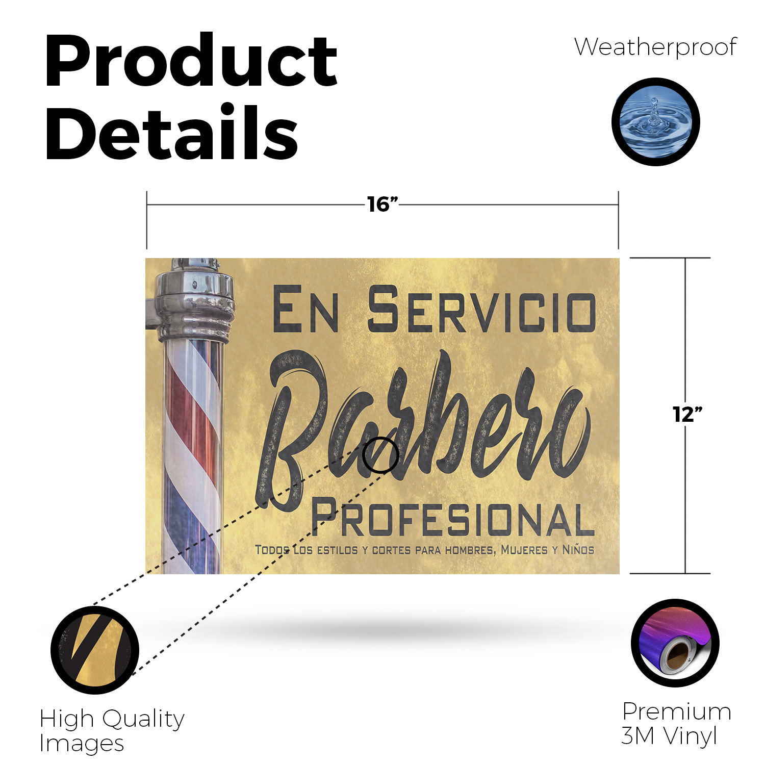 En Servicio Barbero Calcomanía Vinilo Profesional Barbero Español Barbero Letrero Acicalamiento - Imagen 3 de 99