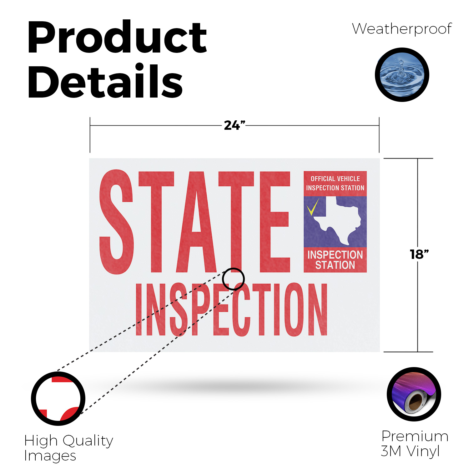 Calcomanía de vinilo para inspección estatal de Texas servicios automáticos cheques confiables asequible - Imagen 14 de 99