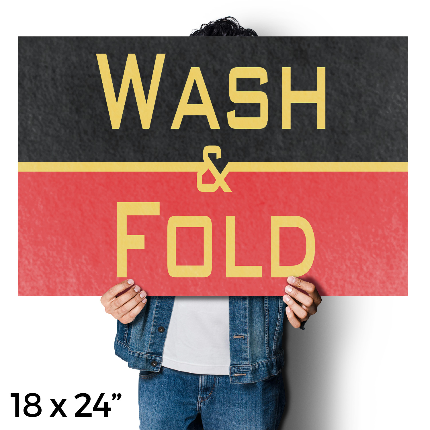 LAUNDRY SERVICE: WASH & FOLD NO TIME? NO PROBLEM | Adhesive Vinyl Sign Decal - LEETPRINTS