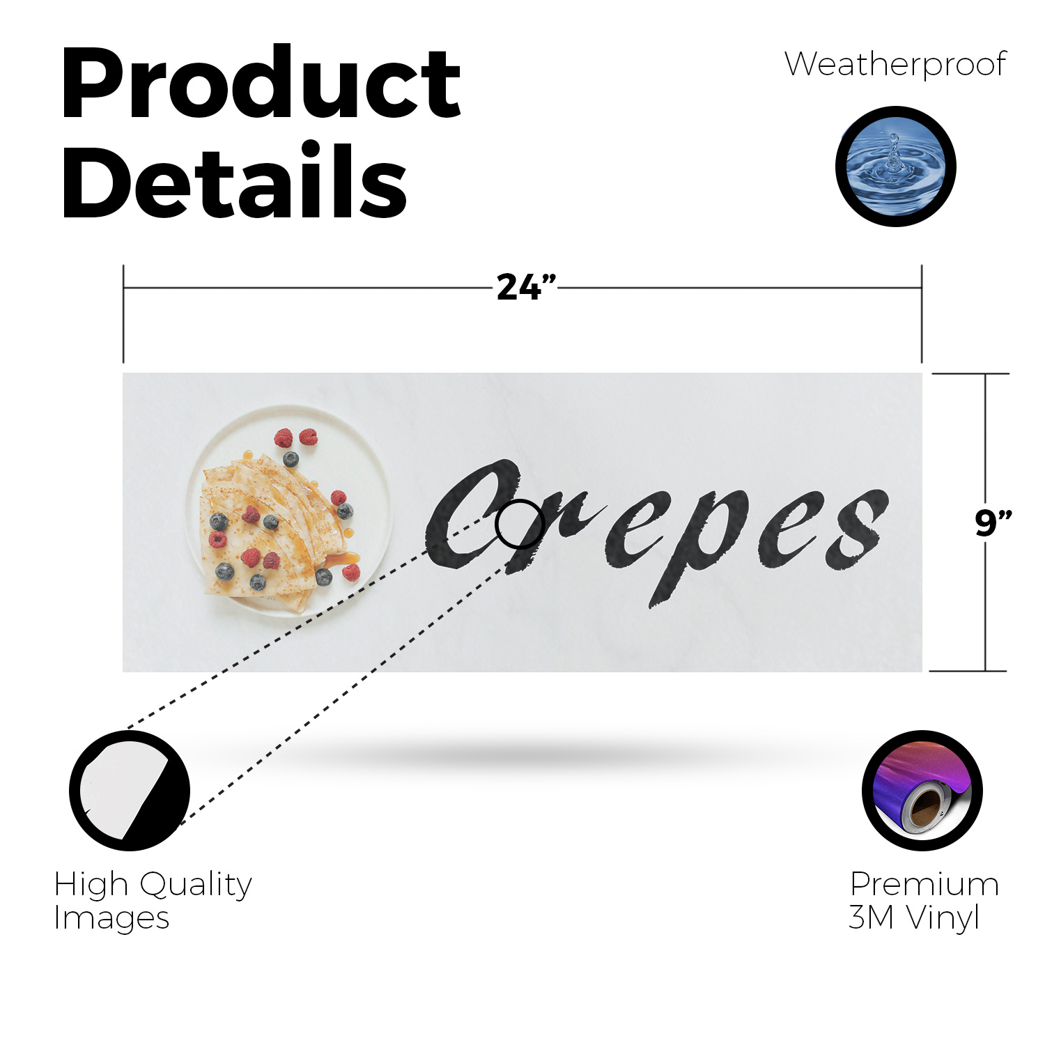 Crepes Vinyl Decal French Cuisine Breakfast Favorites Street Food Promotions