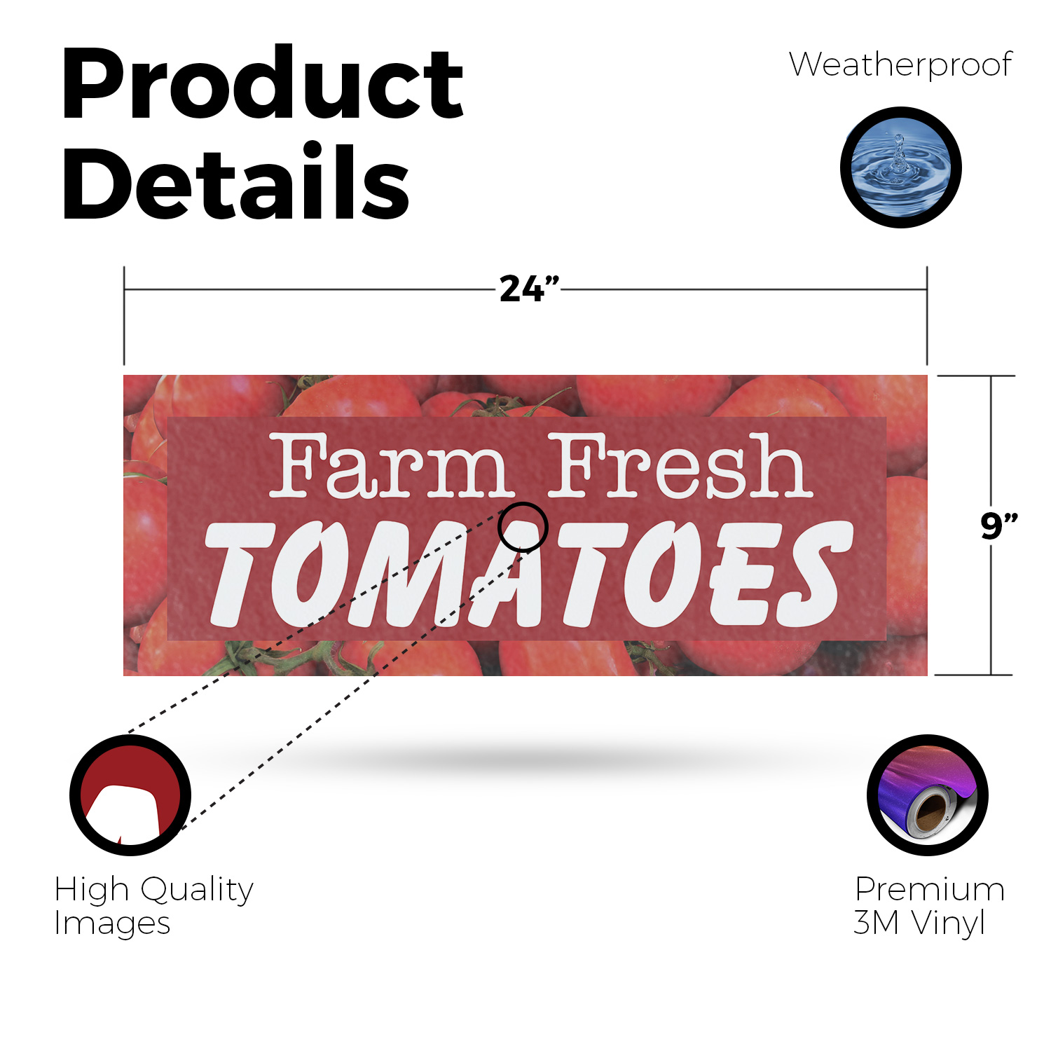 Farm Fresh Tomatoes Vinyl Decal Juicy Vegetables Local Produce Healthy Choices