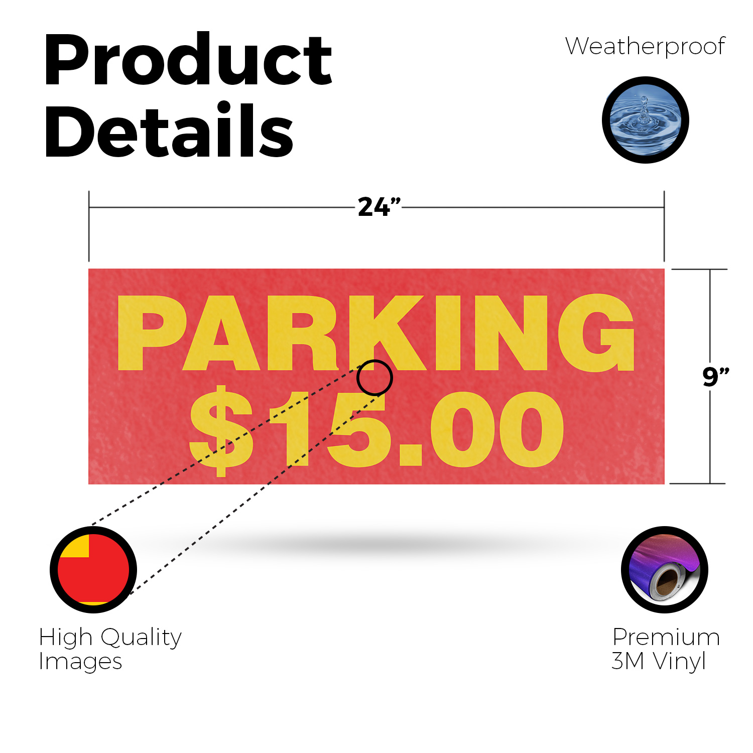 Parking $15 Dollars Vinyl Decal Clear Directions Event Parking Affordable