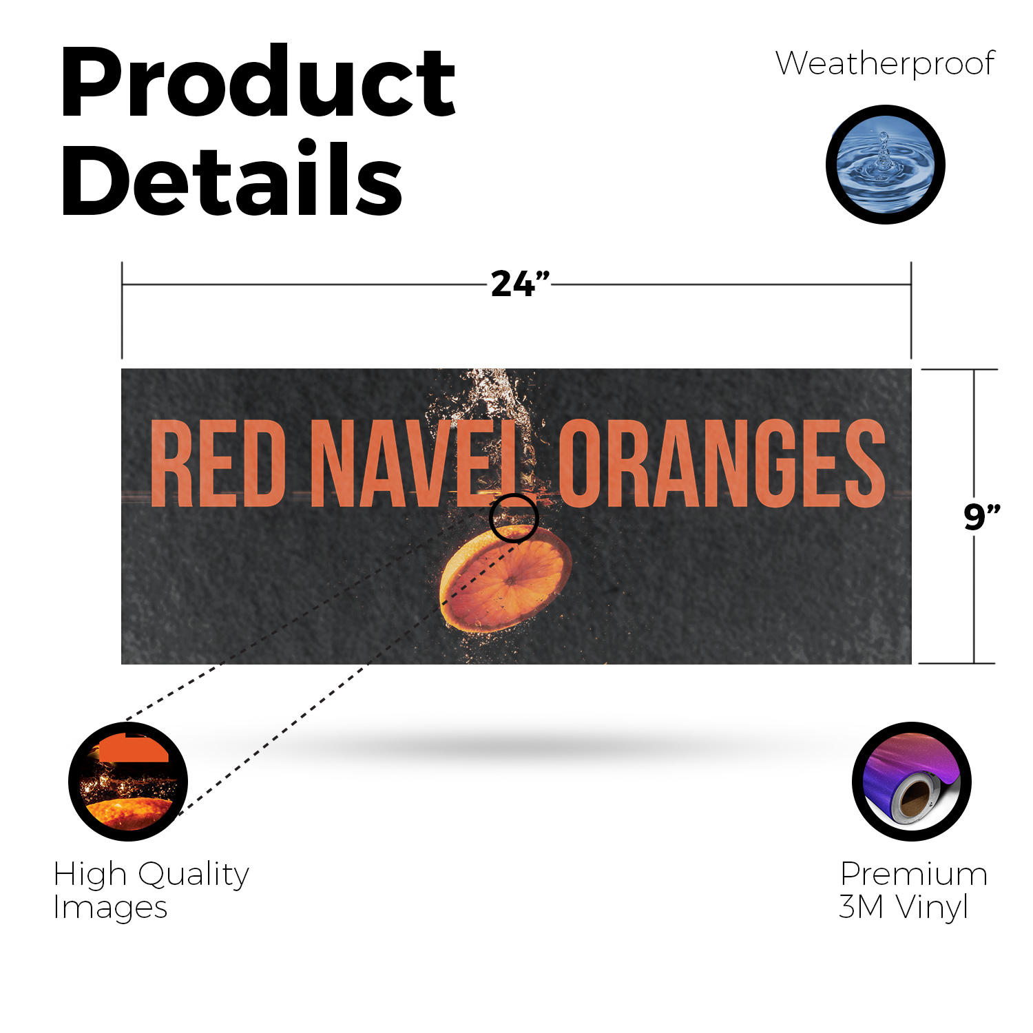 Red Navel Oranges Vinyl Decal Fresh Citrus Fruits Local Produce Seasonal - Picture 55 of 99