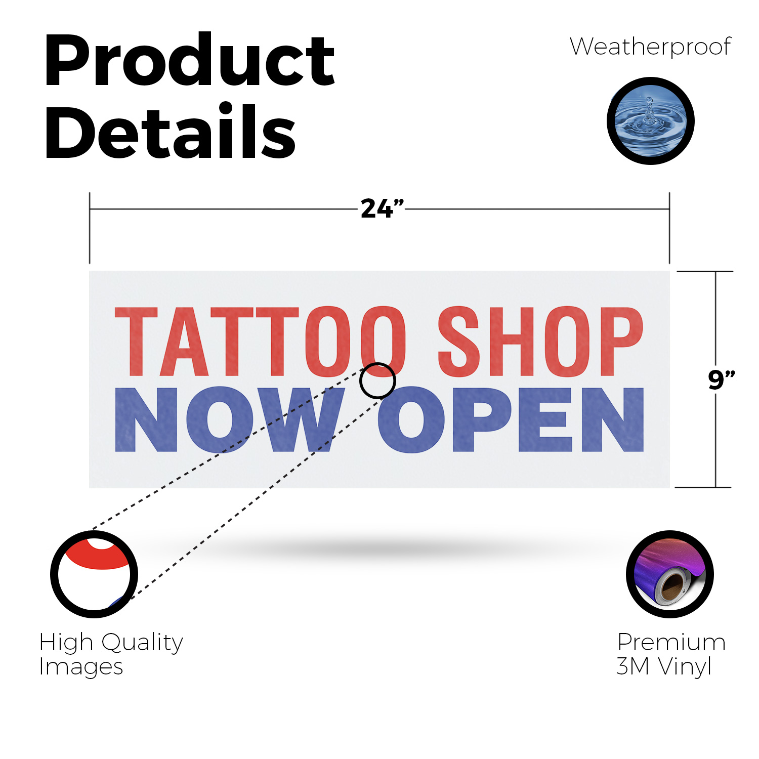 Tattoo Shop Now Open Vinyl Decal Grand Opening Professional Artists