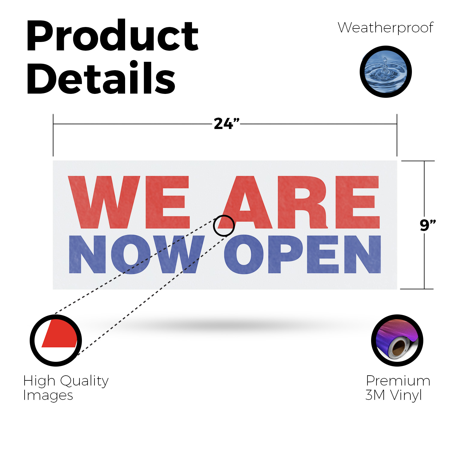 We Are Now Open Vinyl Decal Grand Opening Professional Display Bold Messaging