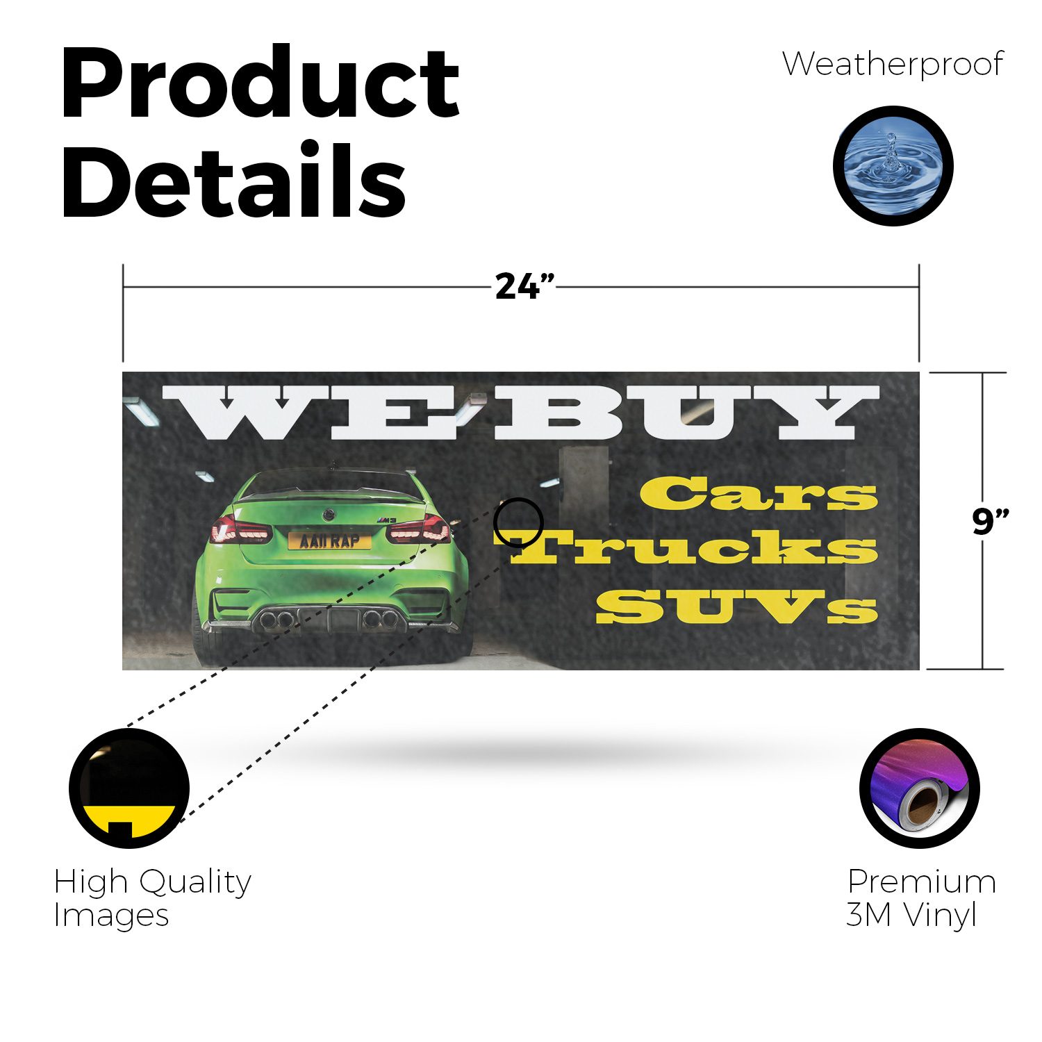 We Buy Cars Trucks & SUV Vinyl Decal Vehicle Deals Trusted Service Professional