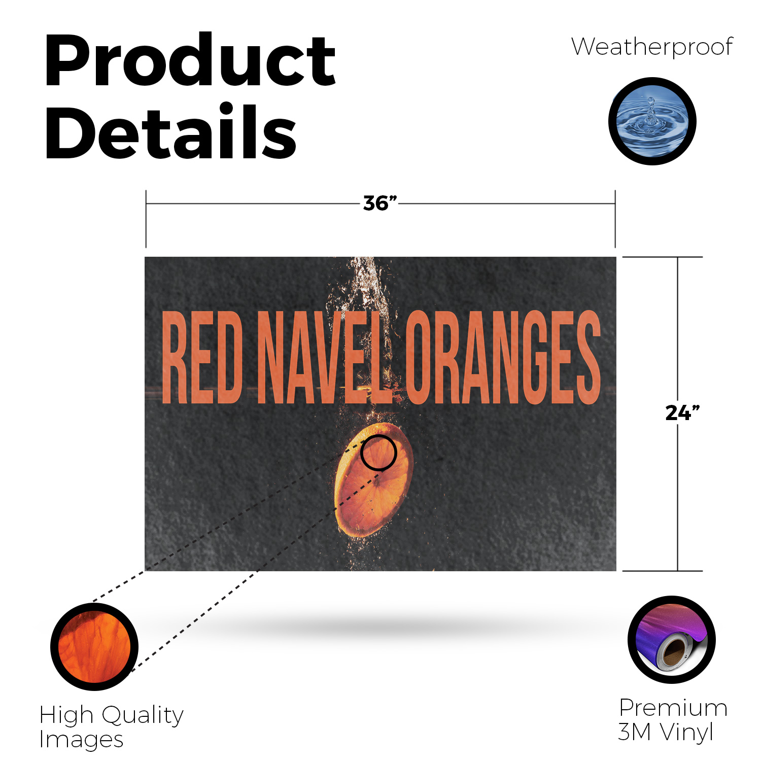 Red Navel Oranges Vinyl Decal Fresh Citrus Fruits Local Produce Seasonal - Picture 50 of 99