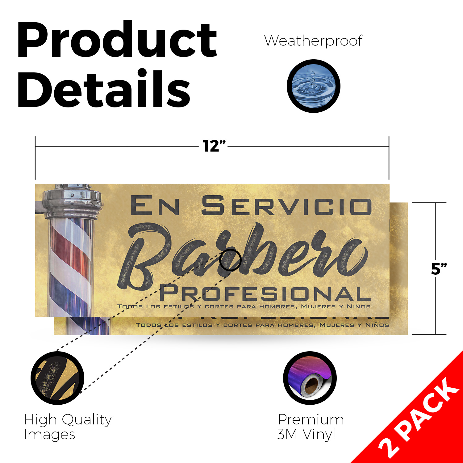 En Servicio Barbero Calcomanía Vinilo Profesional Barbero Español Barbero Letrero Acicalamiento - Imagen 26 de 99