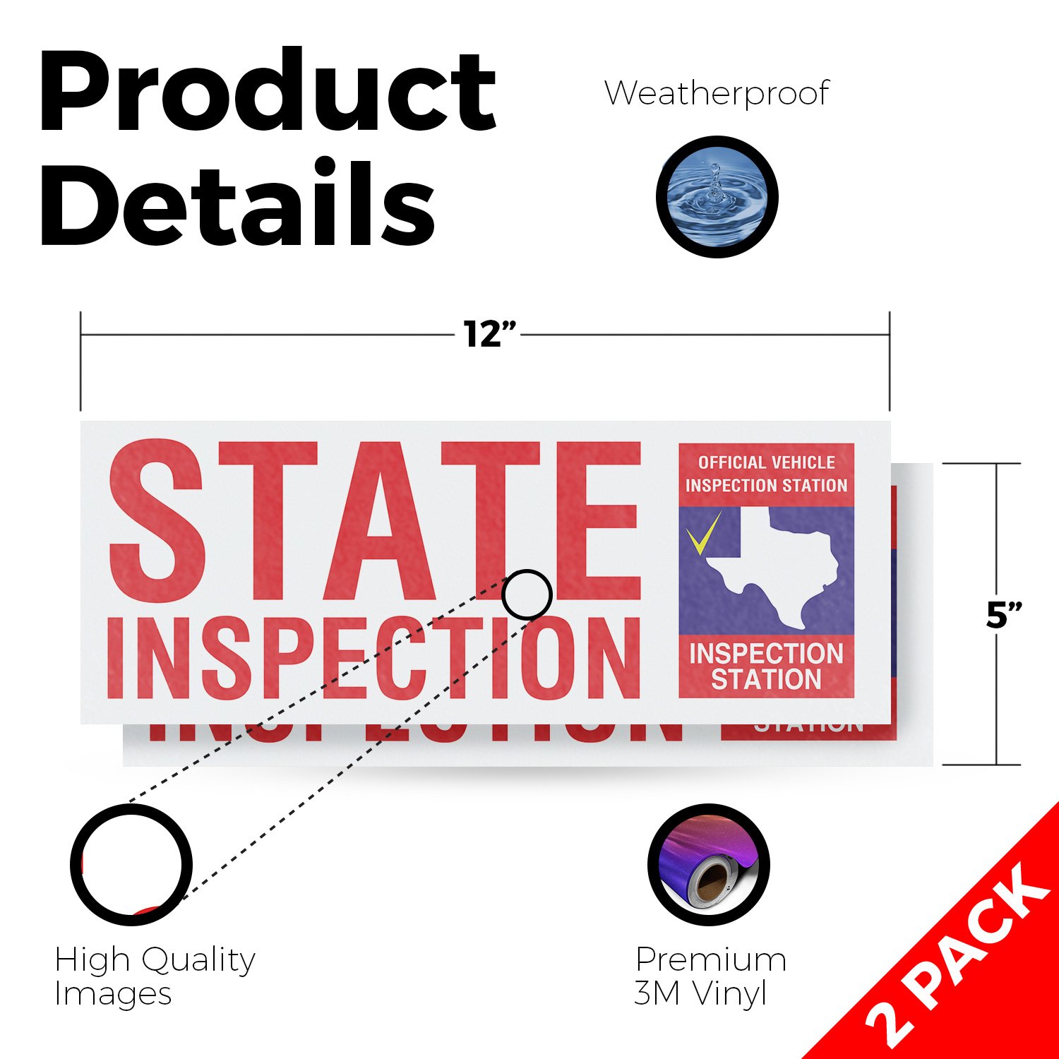Calcomanía de vinilo para inspección estatal de Texas servicios automáticos cheques confiables asequible - Imagen 26 de 99