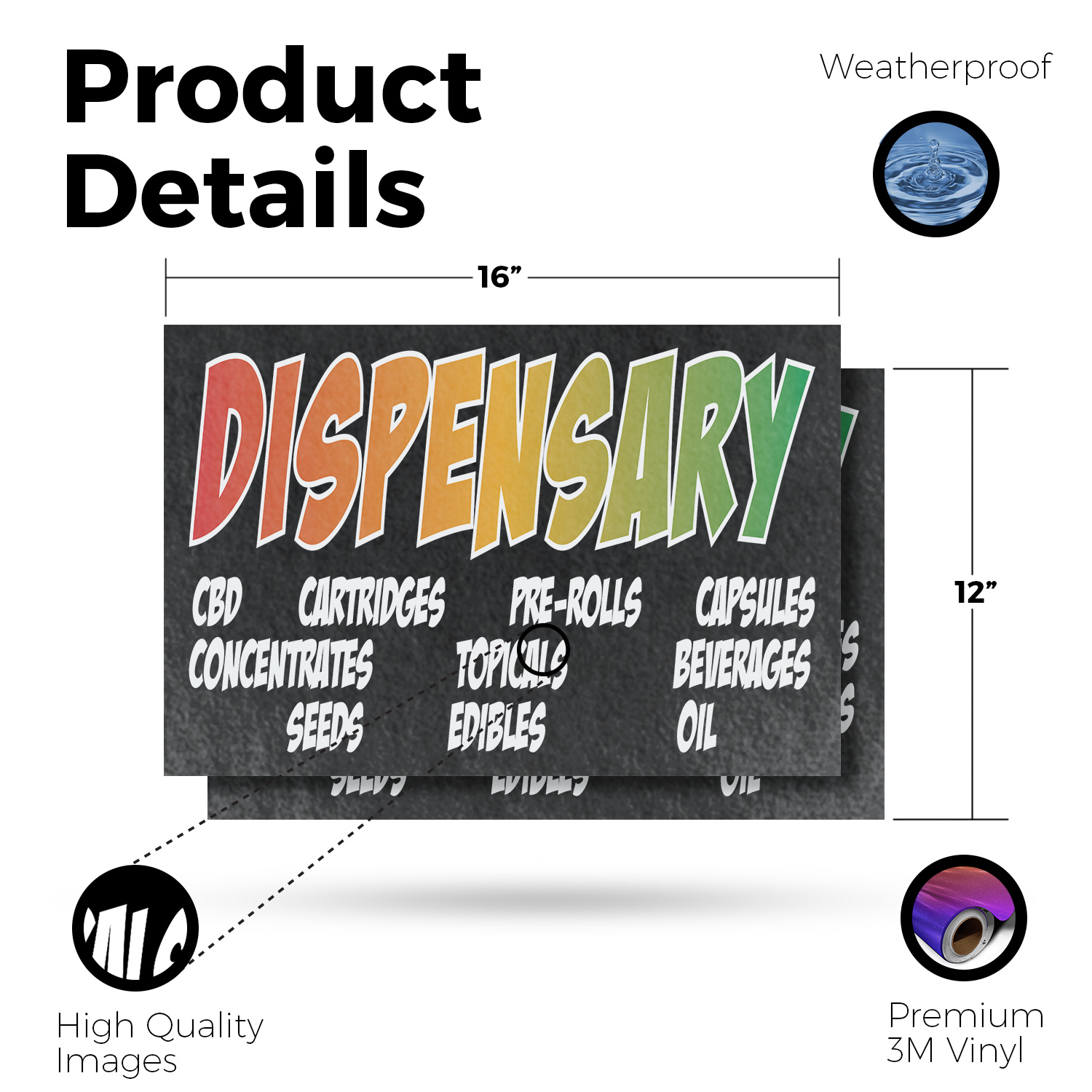 Dispensario CBD Pre Rolls Comestibles Calcomanía de Vinilo Herbal Wellness CBD Tiendas - Imagen 17 de 65