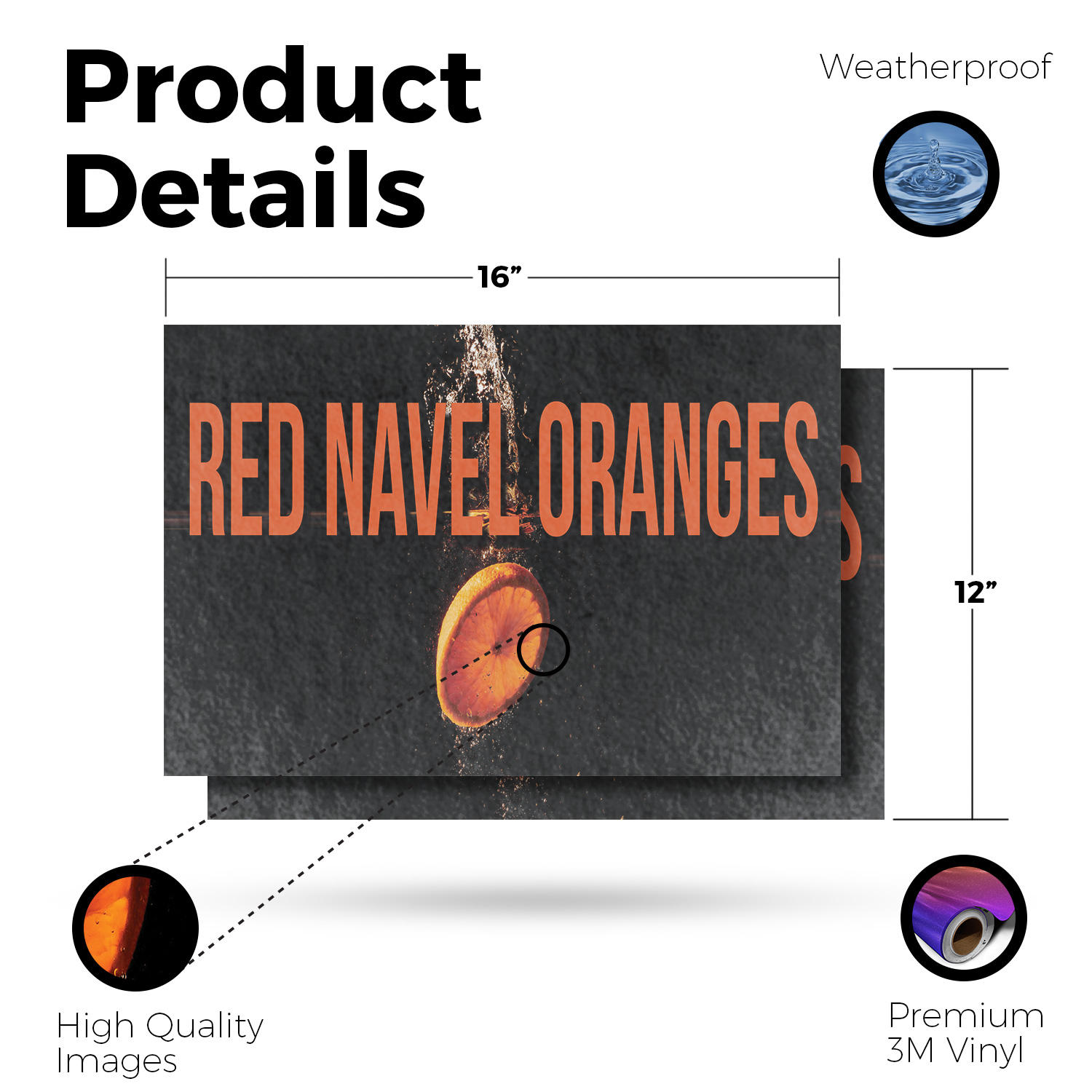 Red Navel Oranges Vinyl Decal Fresh Citrus Fruits Local Produce Seasonal - Picture 20 of 99