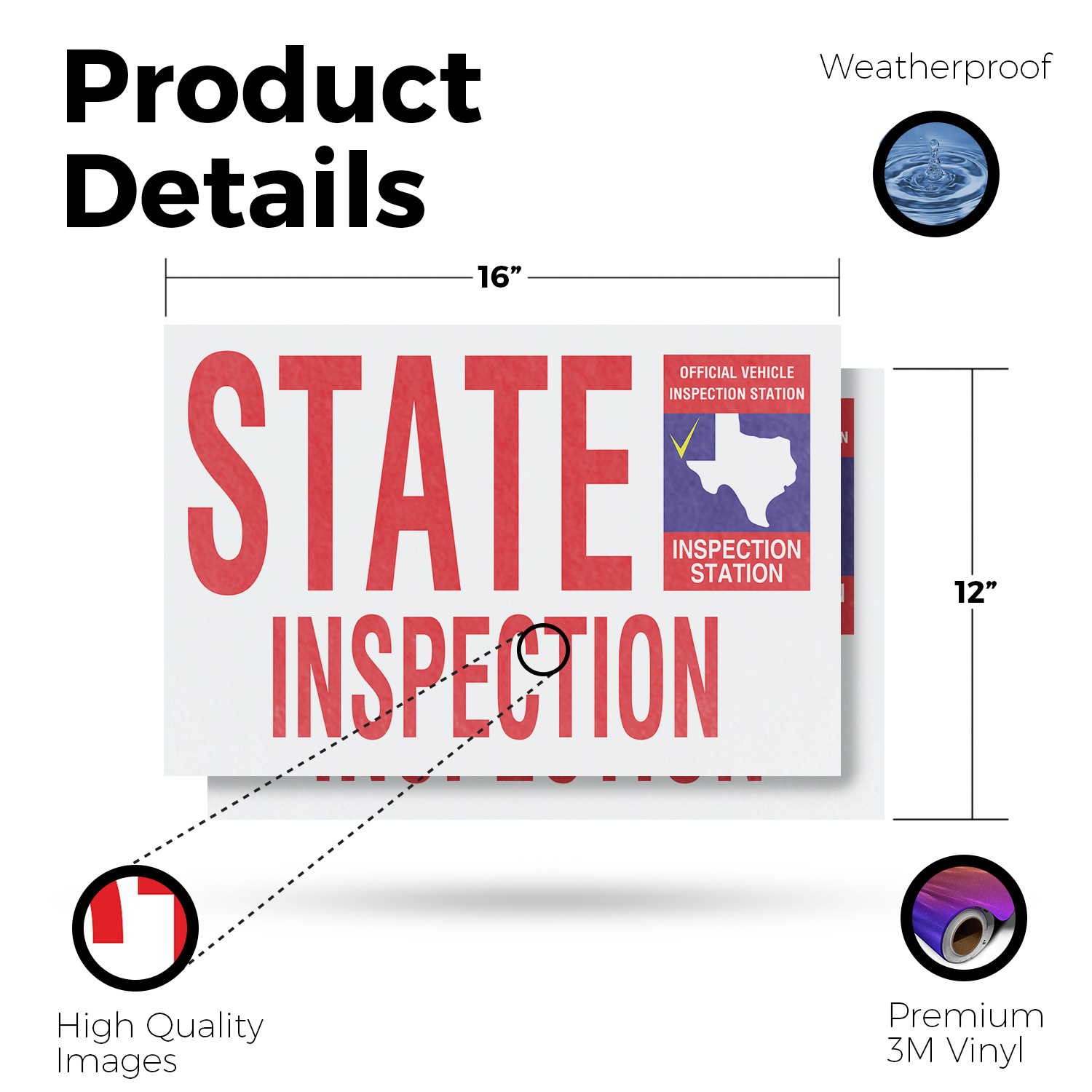 Calcomanía de vinilo para inspección estatal de Texas servicios automáticos cheques confiables asequible - Imagen 20 de 99