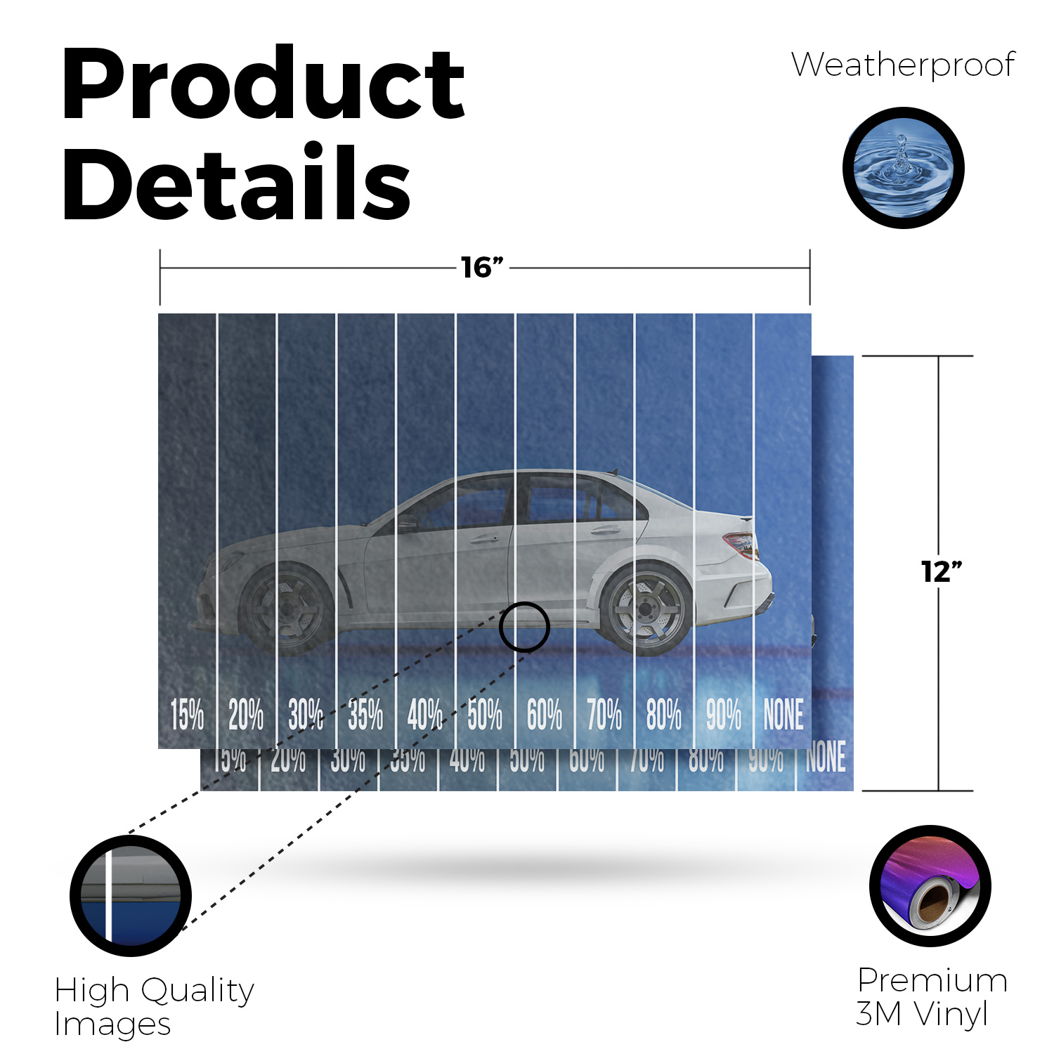 Window Tinting Percentage Vinyl Decal Auto Services Sun Protection Professional - Picture 20 of 99