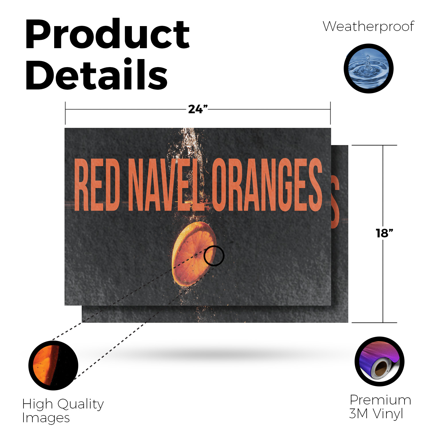 Red Navel Oranges Vinyl Decal Fresh Citrus Fruits Local Produce Seasonal - Picture 32 of 99