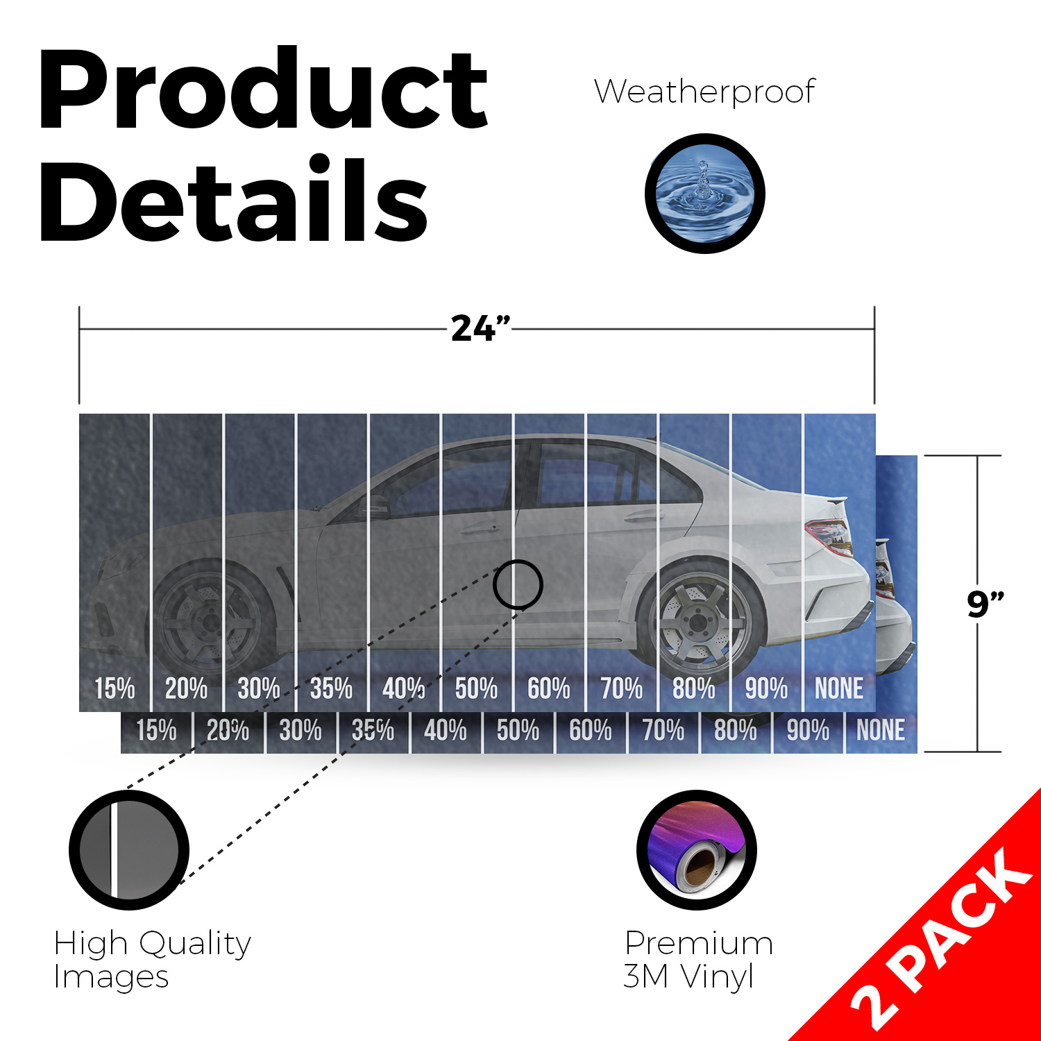 Window Tinting Percentage Vinyl Decal Auto Services Sun Protection Professional - Picture 44 of 99