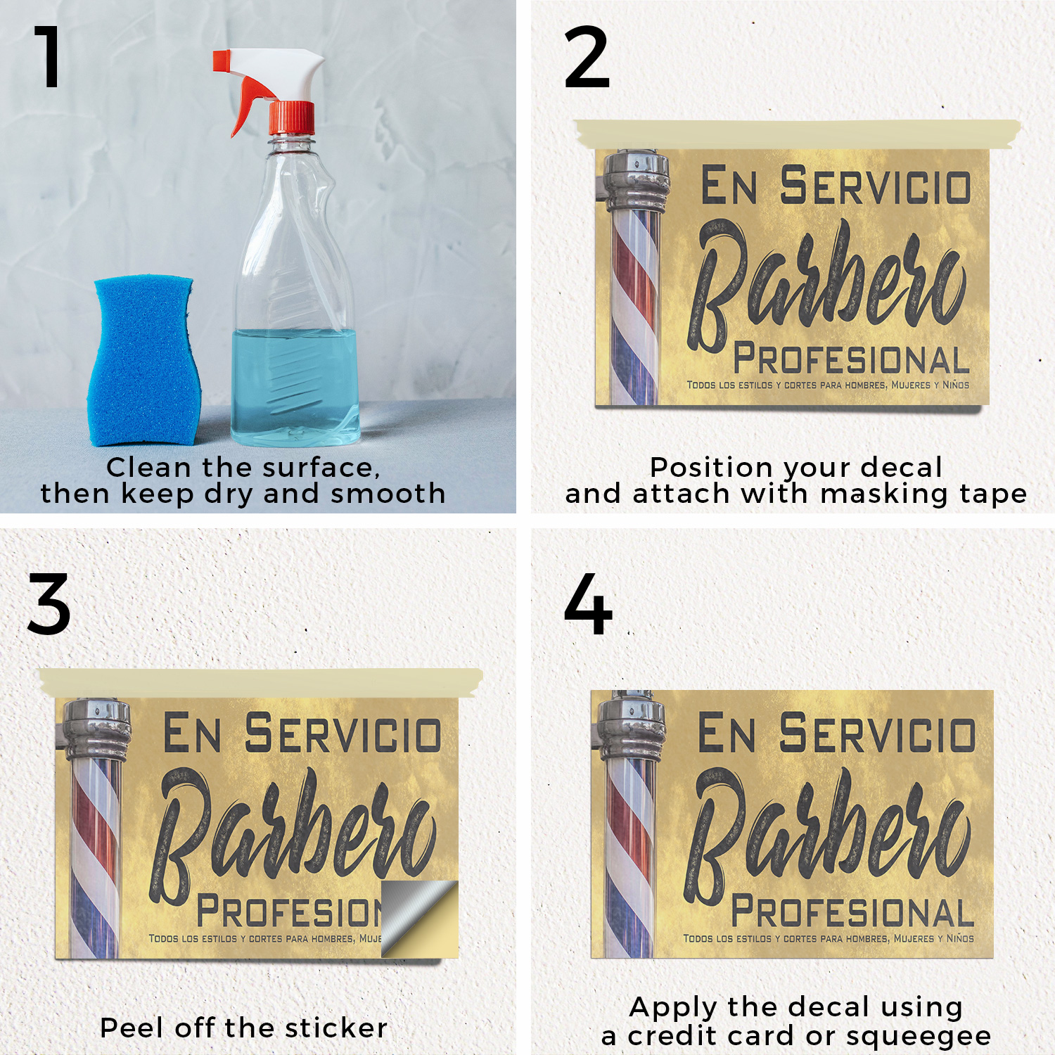 En Servicio Barbero Calcomanía Vinilo Profesional Barbero Español Barbero Letrero Acicalamiento - Imagen 6 de 99