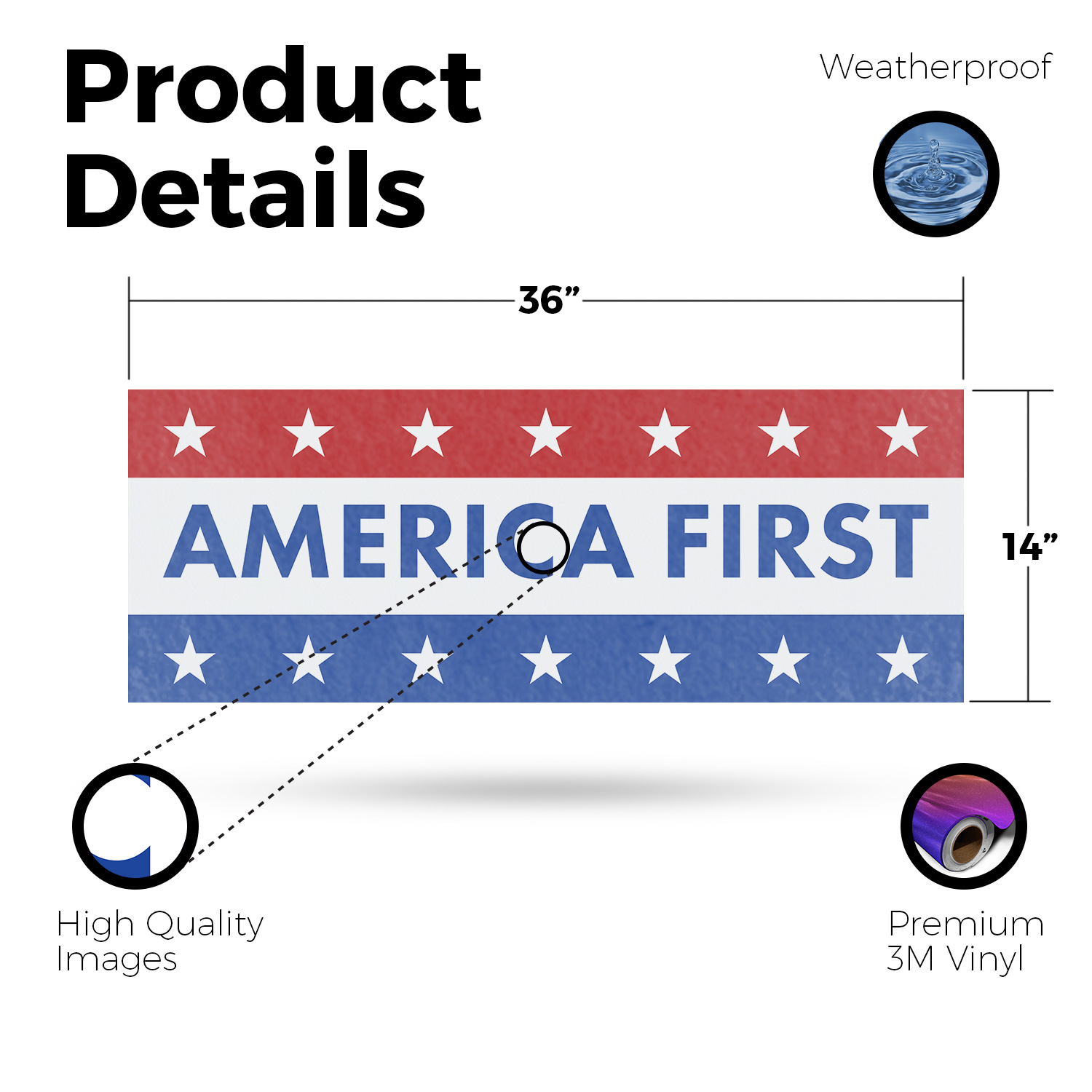 America First Vinyl Decal Patriotic Slogan National Pride Outdoor Use