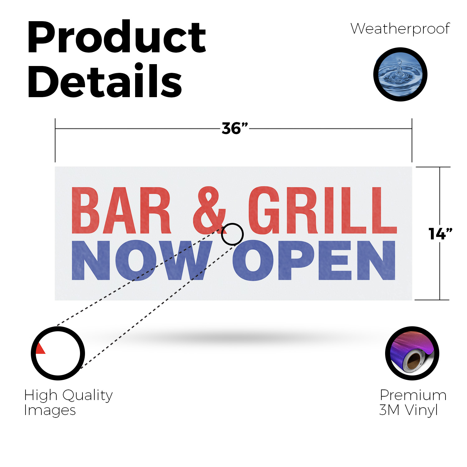 Bar and Grill Now Open Vinyl Decal Restaurant Promotions New Location