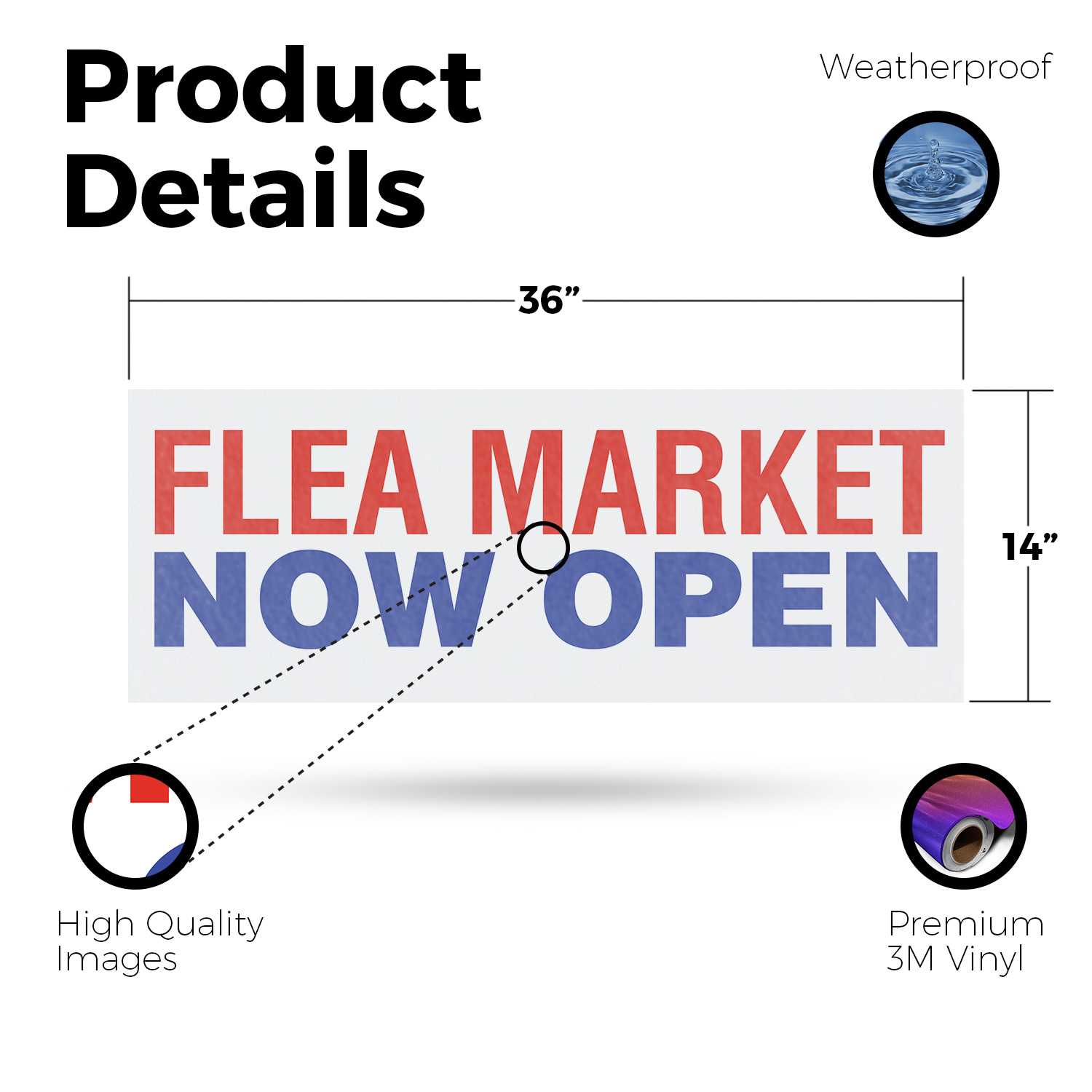 Flea Market Now Open Vinyl Decal Grand Opening Local Events Retail Opportunities