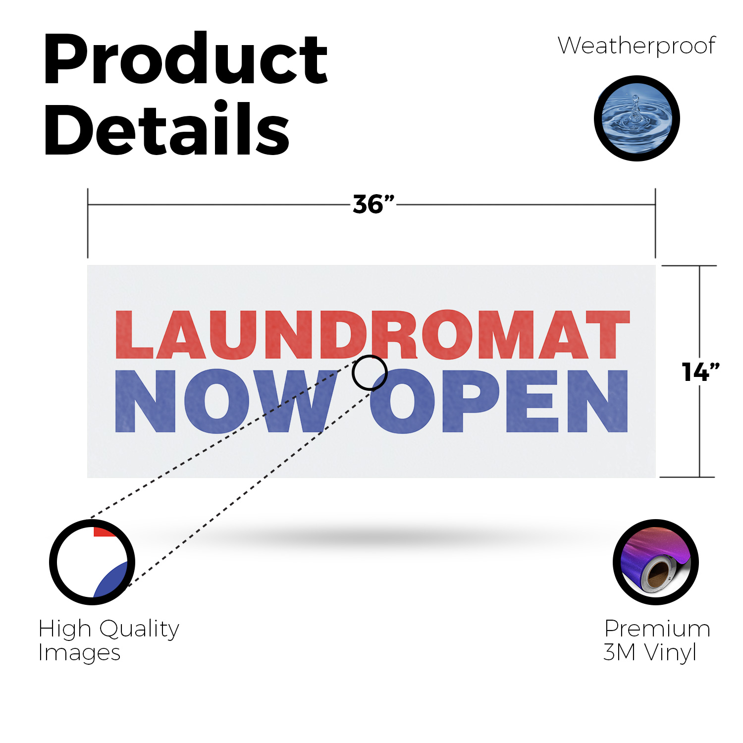 Laundromat Now Open Vinyl Decal Grand Opening Laundry Services Convenient