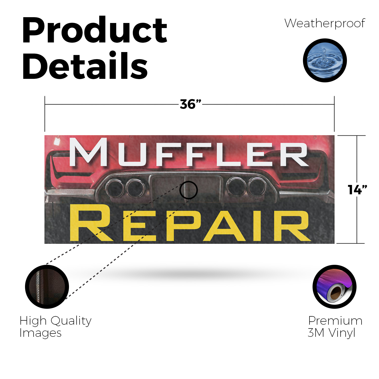 Muffler Repair Vinyl Decal Professional Auto Services Reliable Maintenance
