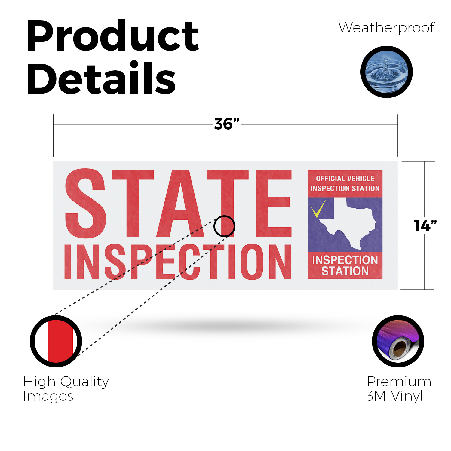 Calcomanía de vinilo para inspección estatal de Texas servicios automáticos cheques confiables asequible - Imagen 60 de 99