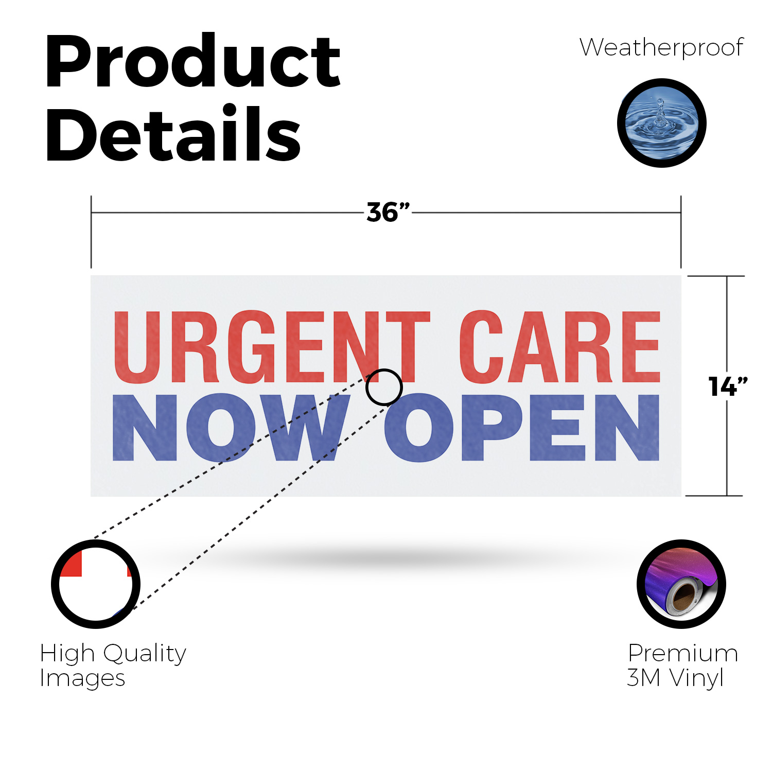 Urgent Care Now Open Vinyl Decal Medical Services Professional Care