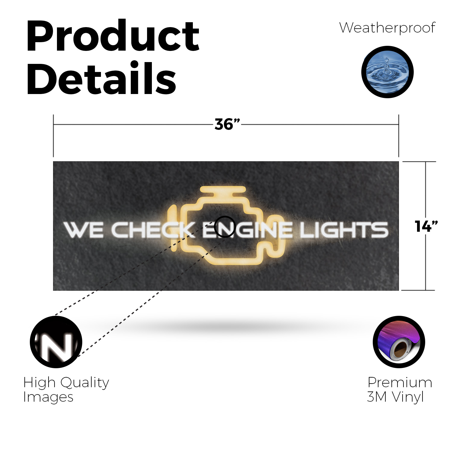 We Check Engine Lights Vinyl Decal Auto Diagnostics Reliable Services