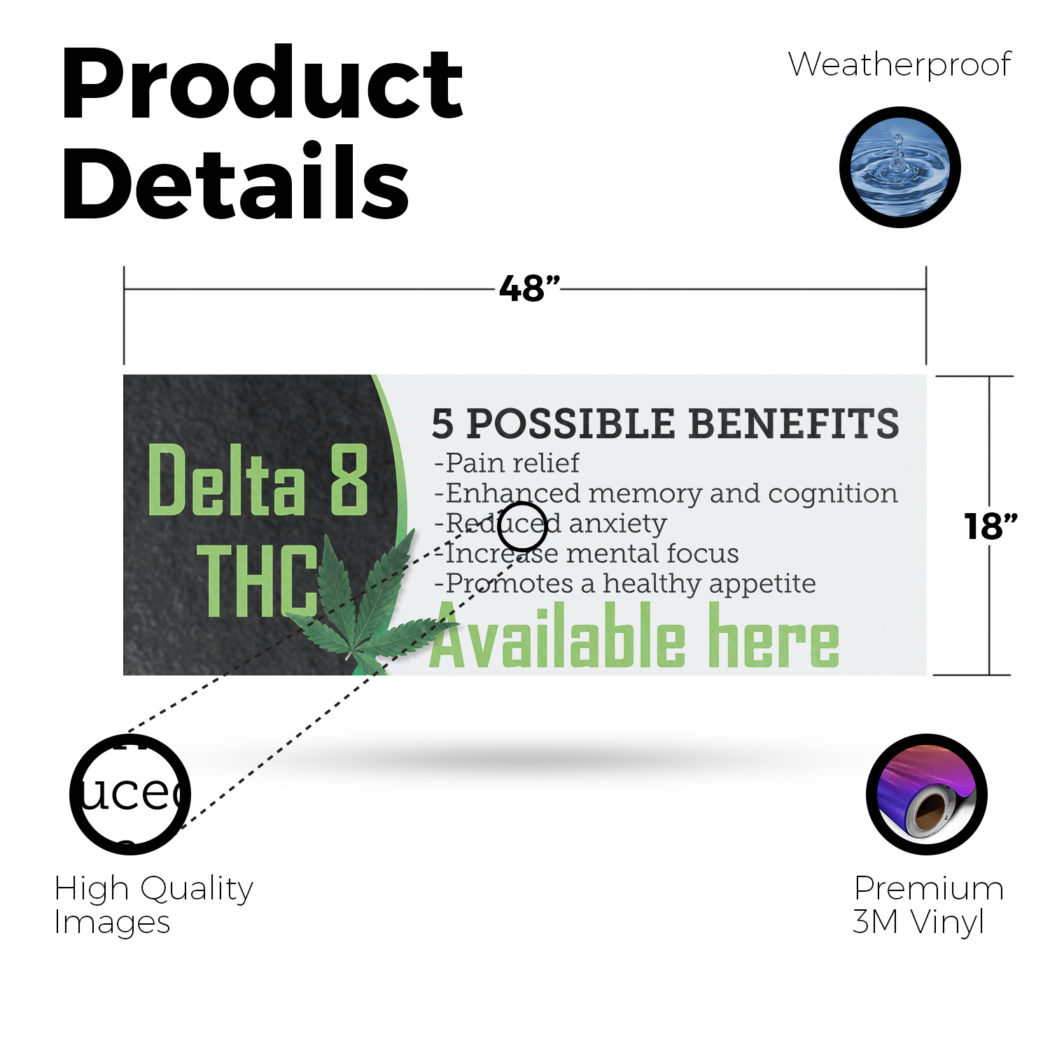 Delta 8 THC Available Here Vinyl Decal Herbal Wellness CBD Shops Customer - Picture 65 of 99