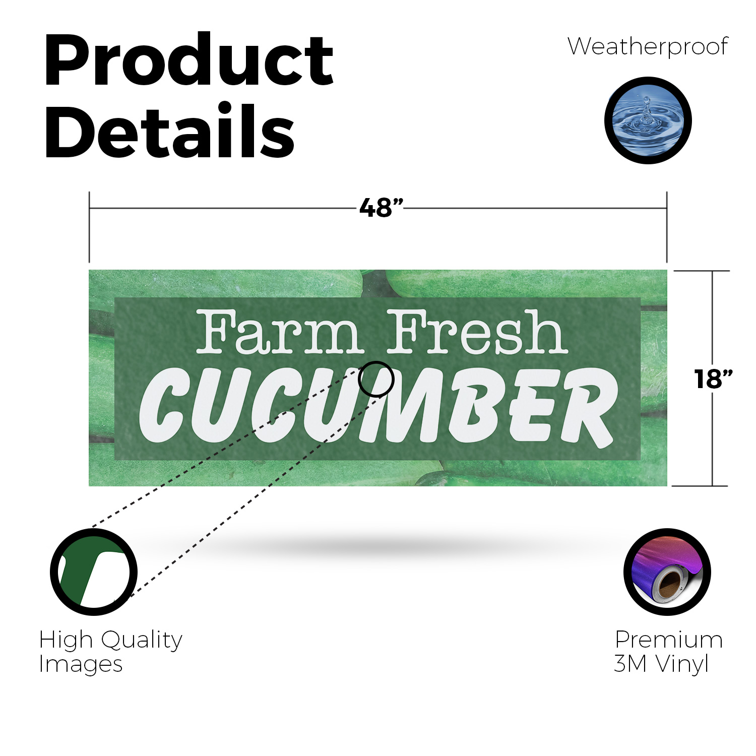 Farm Fresh Cucumber Vinyl Decal Fresh Vegetables Healthy Snacks Grocery Stalls